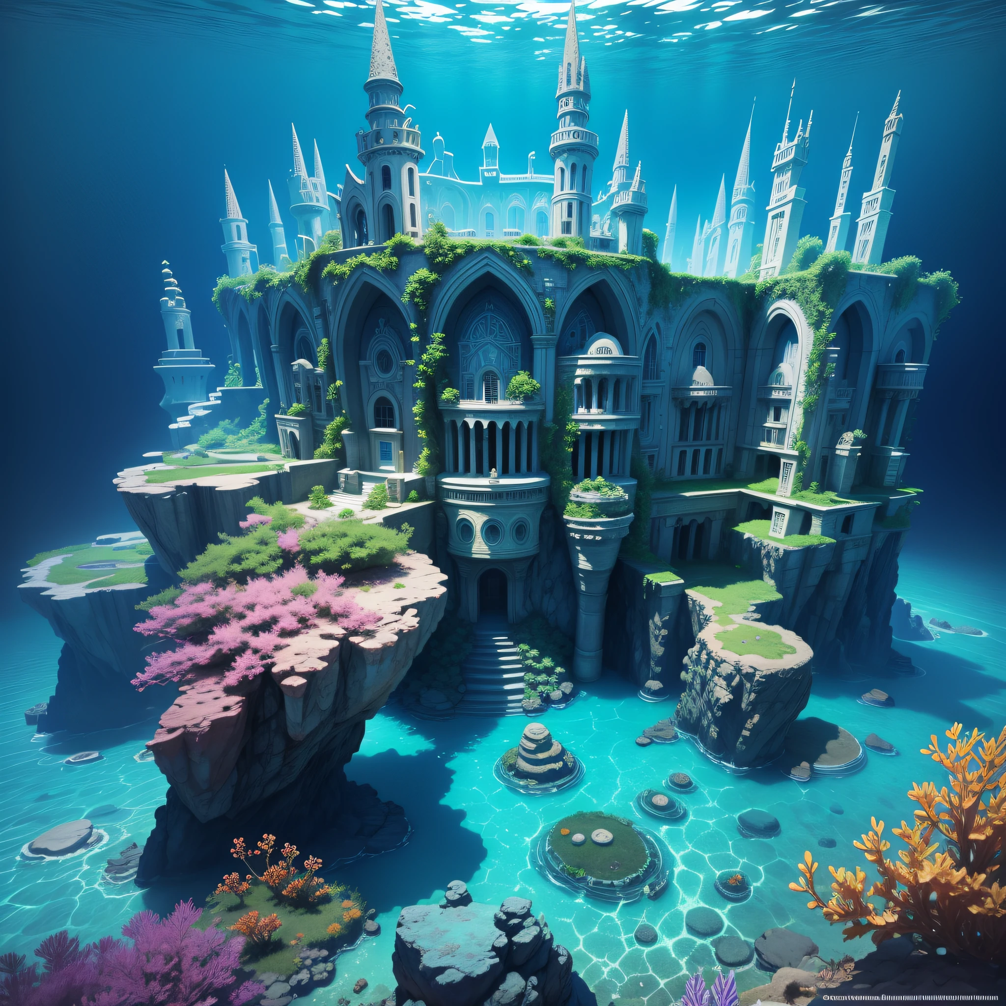 atlantis city underwater, beautiful, high quality, high definition,