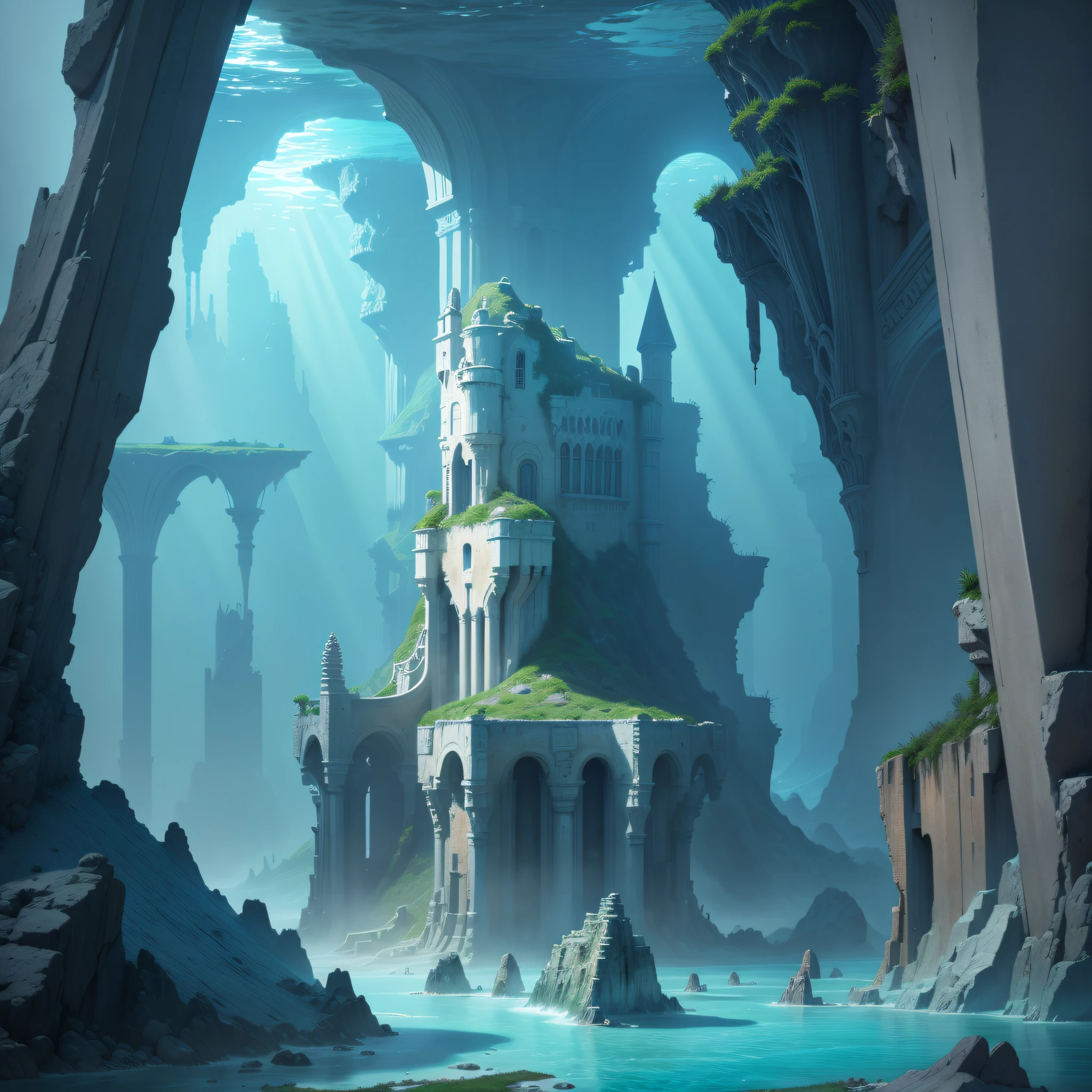 atlantis city underwater, beautiful, high quality, high definition,