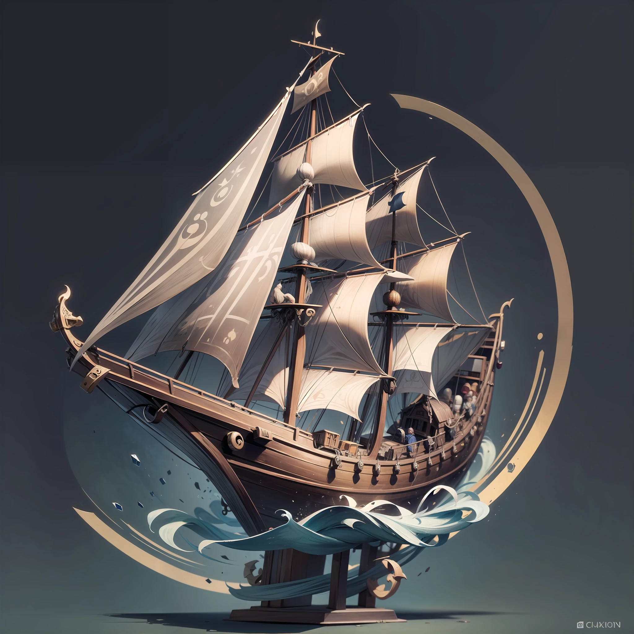 Portuguese Caravel - icon, outline, hand drawing, stroke --auto --s2