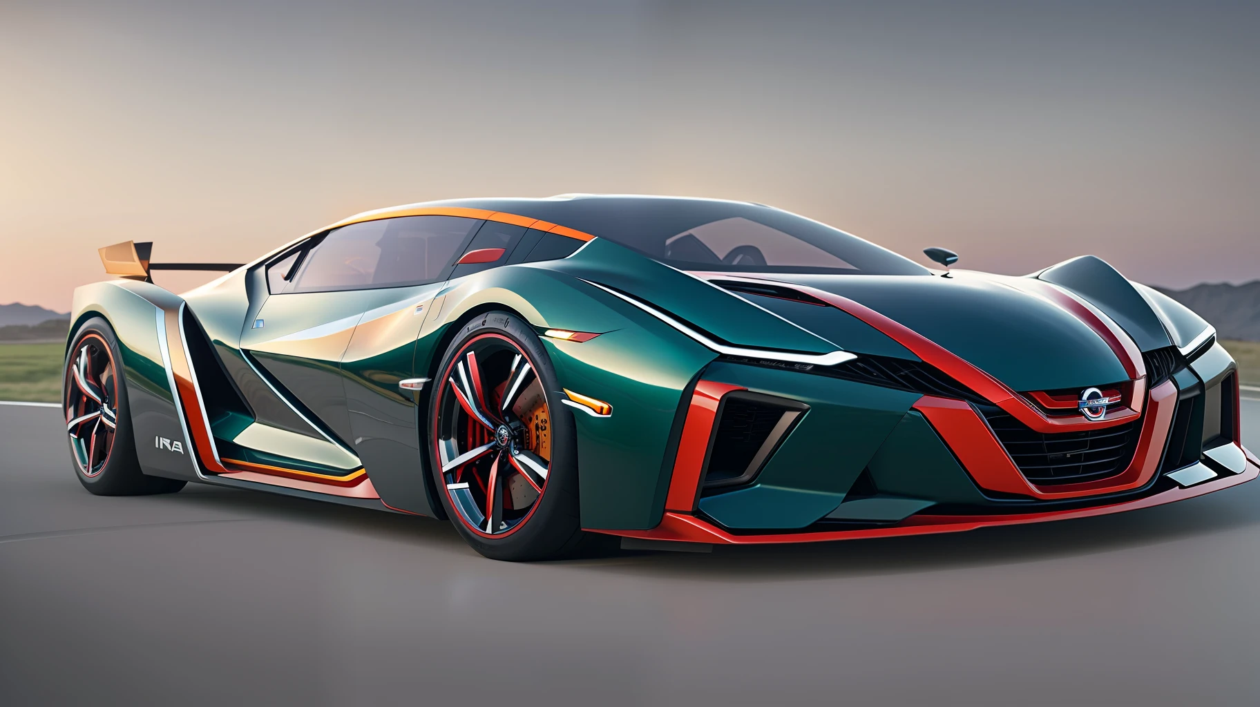Make a futuristic car model Inspired by (Nissan NGR35) Ultra HD, realism, delicate texture, 8K picture quality, car panorama