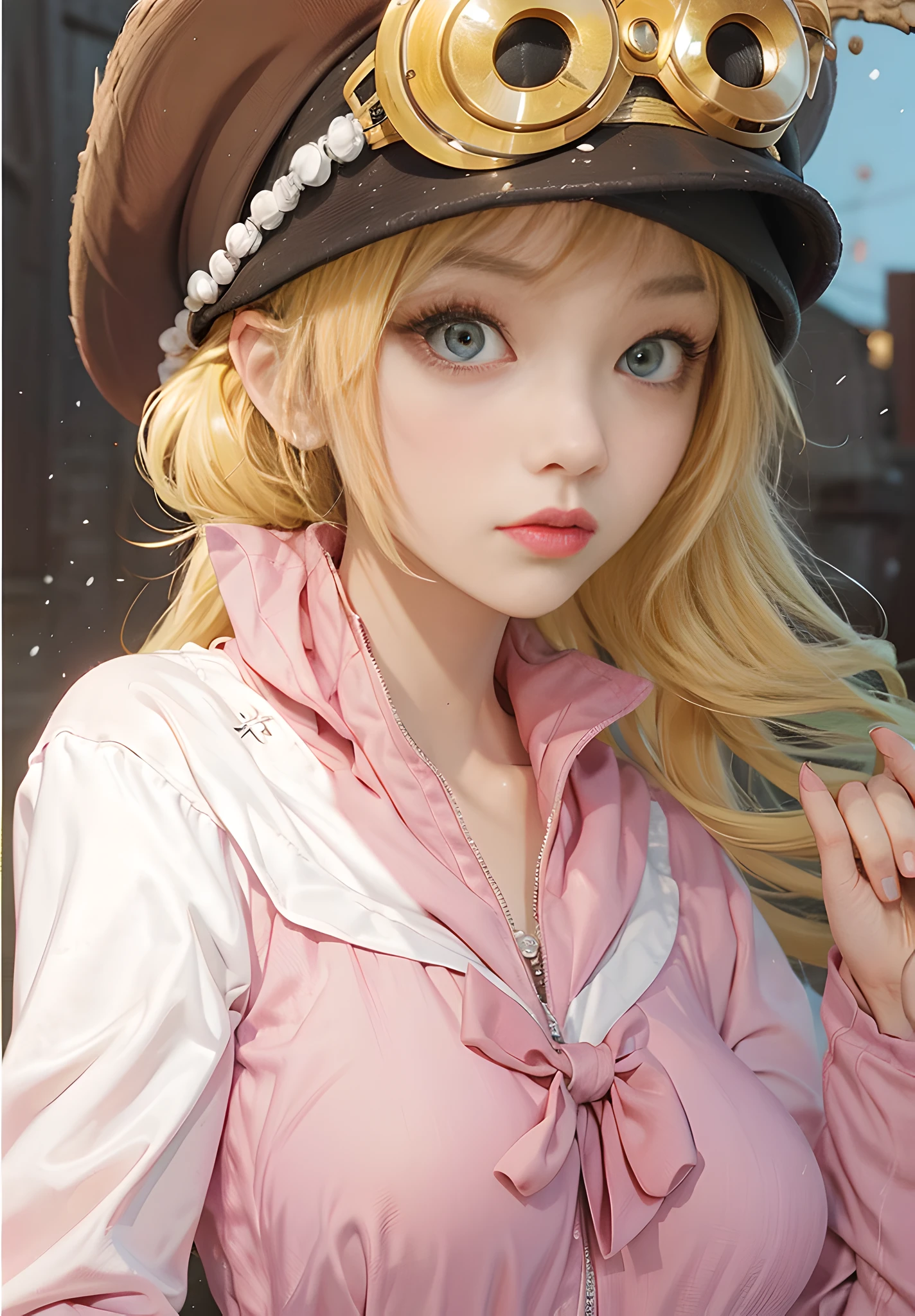 anime girl with a hat and goggles on her head, female protagonist 👀 :8, annie from league of legends, female protagonist, beautiful portrait of nami, nami from one piece, marisa kirisame, kirisame marisa, anime girl named lucy, nami one piece, nami, painted in anime painter studio, loli, zerochan art