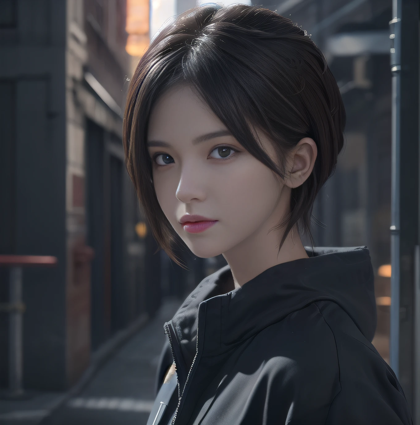 Top Quality, Masterpiece, Photorealistic, 8K, 4K, Ultra High Resolution, Dynamic Lighting, Real Lighting, ULZZANG-6500-V1. 1:1.2, Shorthair, Black Hair, Realistic, Attractive, Cute