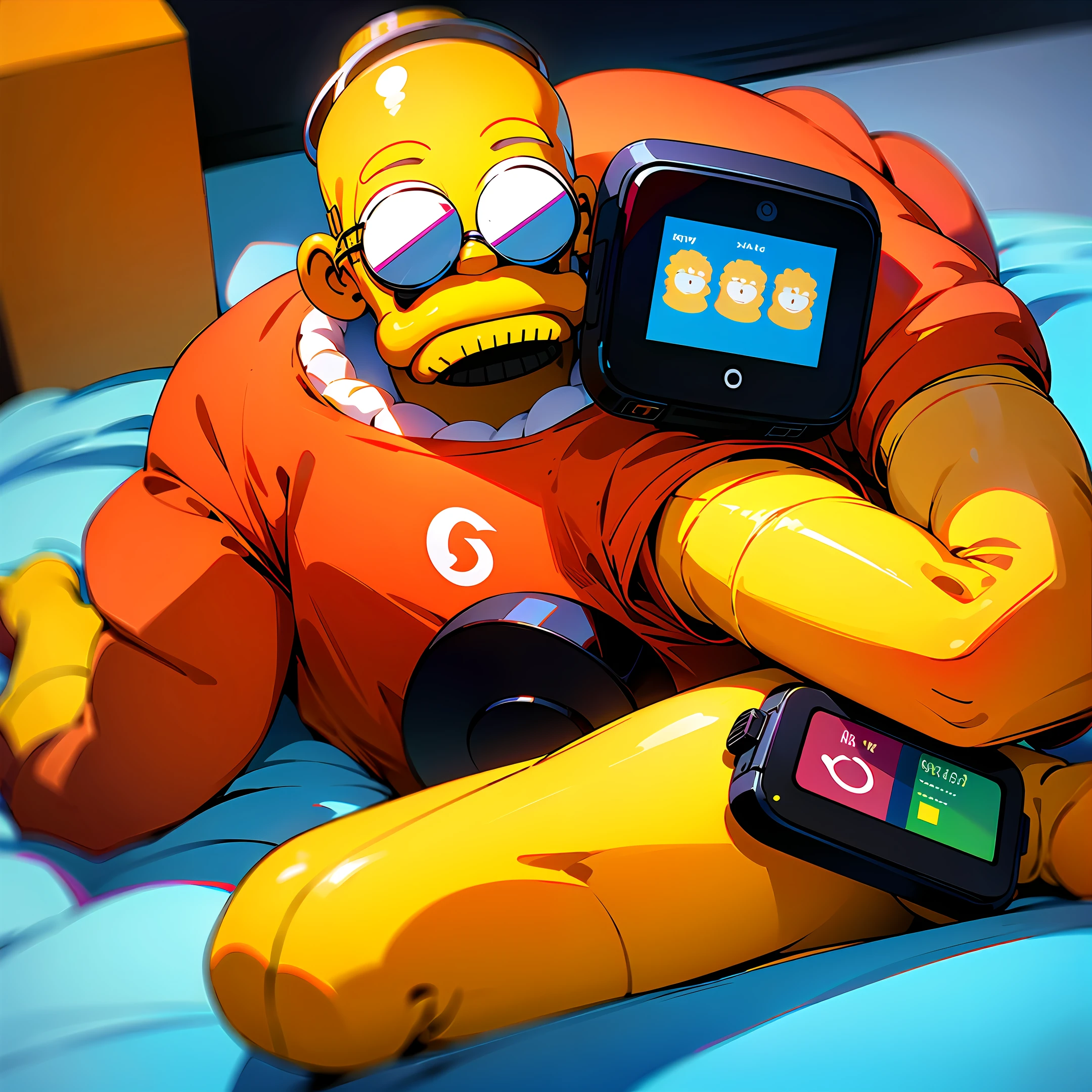 Simpsons with a smartwatch