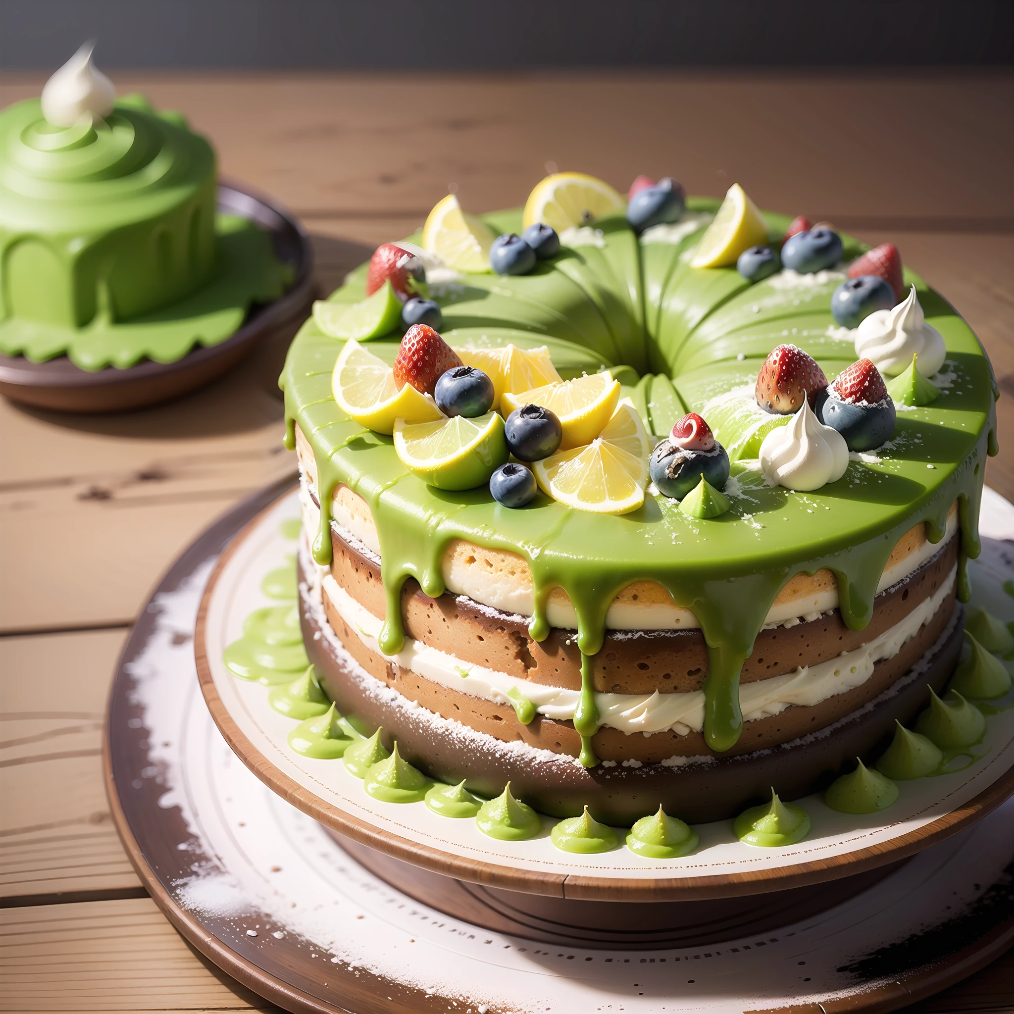 Delicious and fresh fruit on the cake