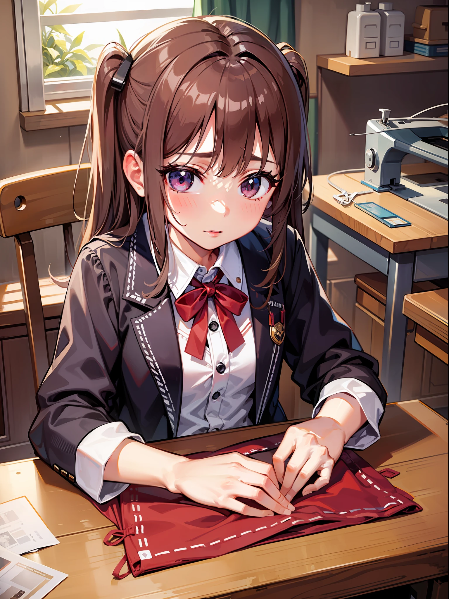 Super perfectly hide hands, girl, sewing machine
