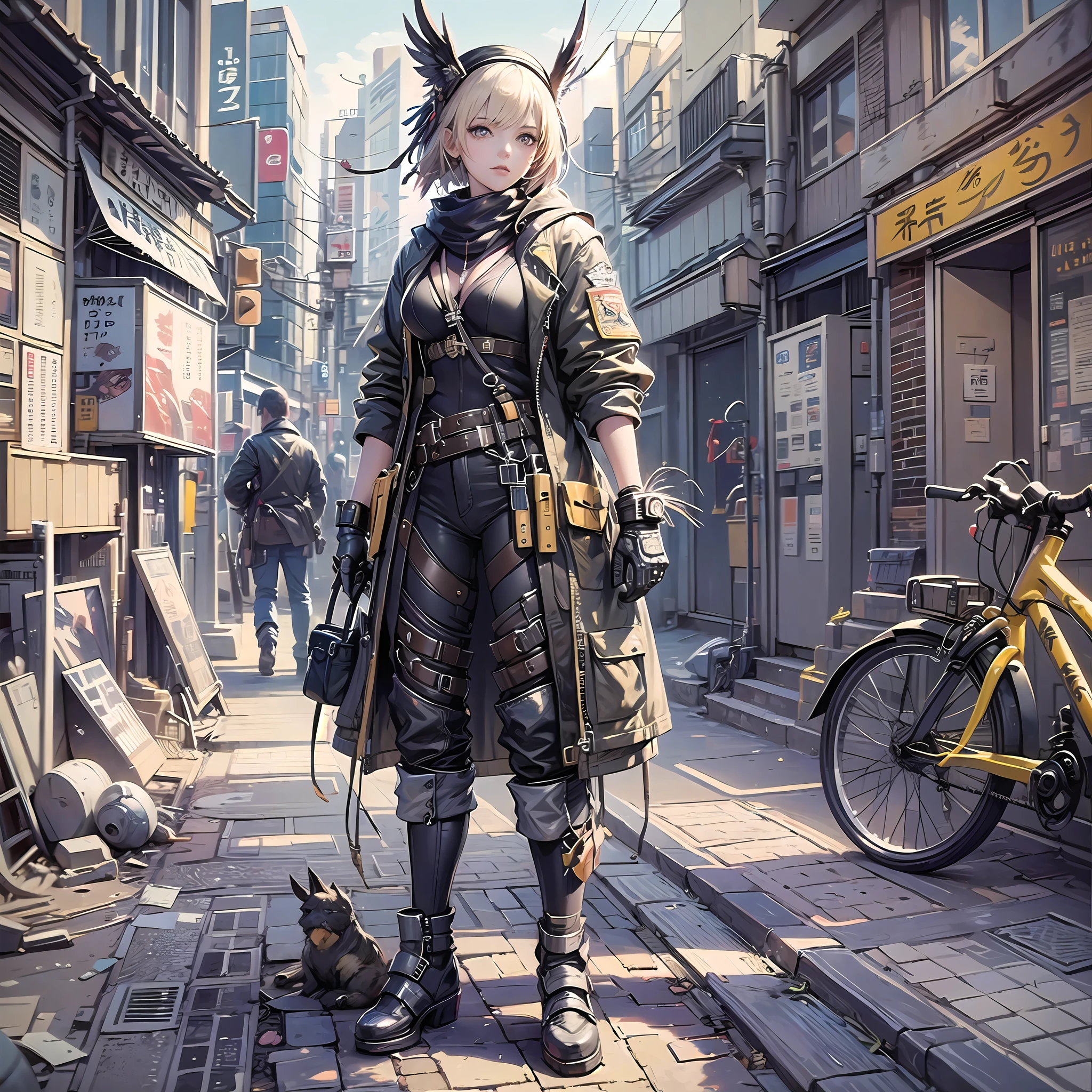 1 girl, Tokyo, concept art, full body, (masterpiece:1.2), (best quality:1.3), 1girl, standing, punk dark/Gold --auto --s2