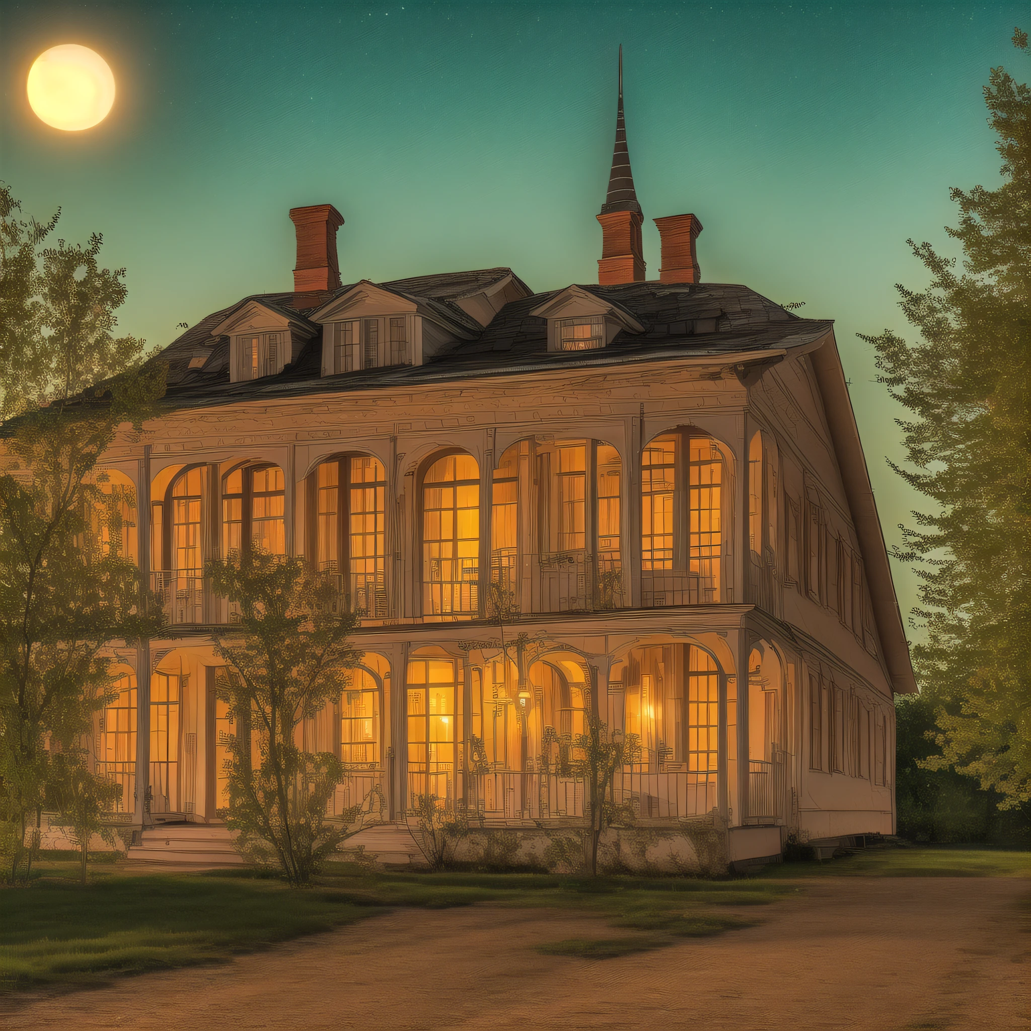 Vladimir Lenin's house on a beautiful night