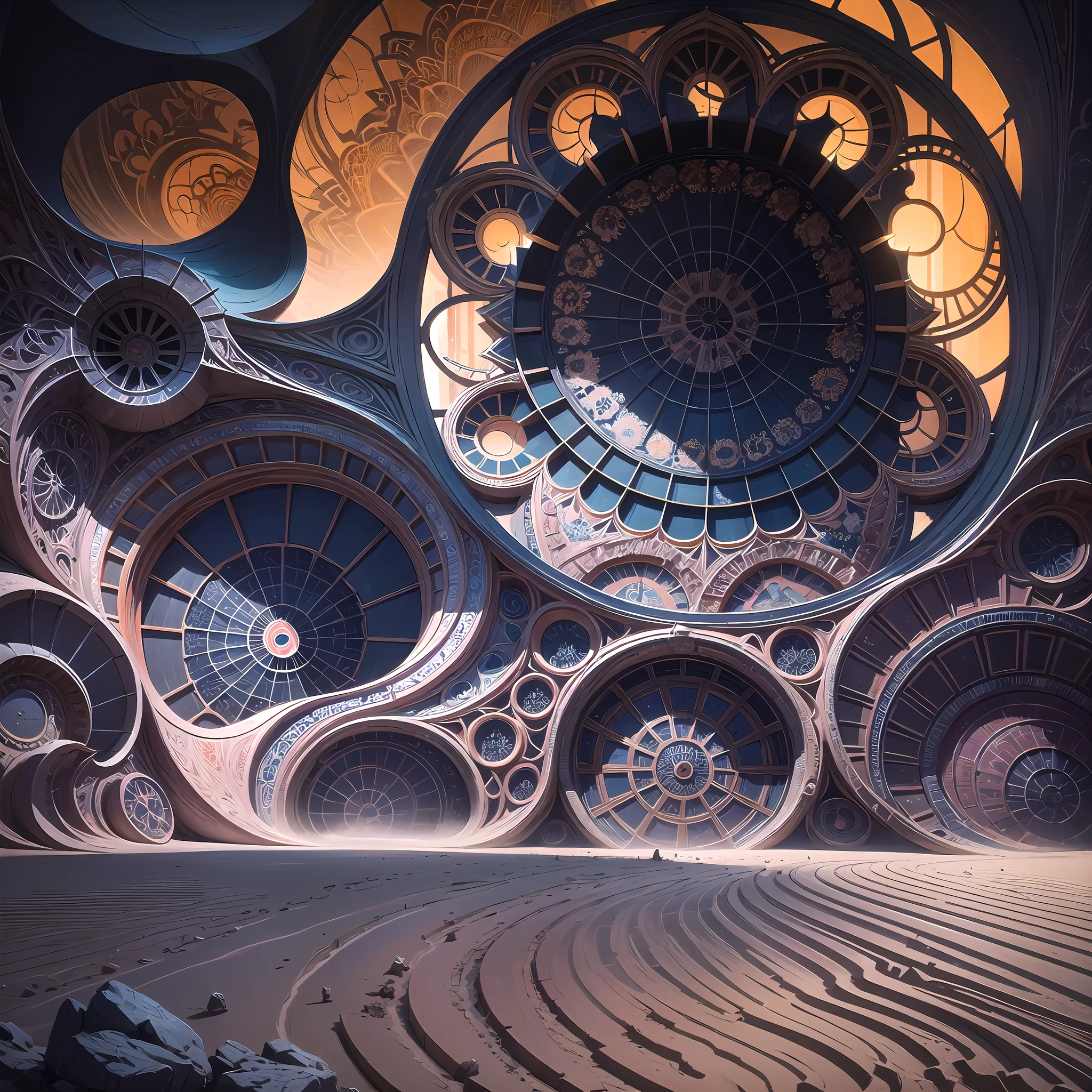 Futuristic Islamic architecture design of cave architecture concept art on desert oasis, islamic architecture, proportional,detailed, cave architecture nature meets futuristic architecture by Toyo Ito ,residential area, futuristic development, high rise balconies, full of rock and glass facades, residential spaces carved from cliff side ,trending on artstation, beautiful lighting,In the style of Arabic calligraphy masterpiece, fantasy, intricate, award winning, 4k, highest quality render --auto --s2