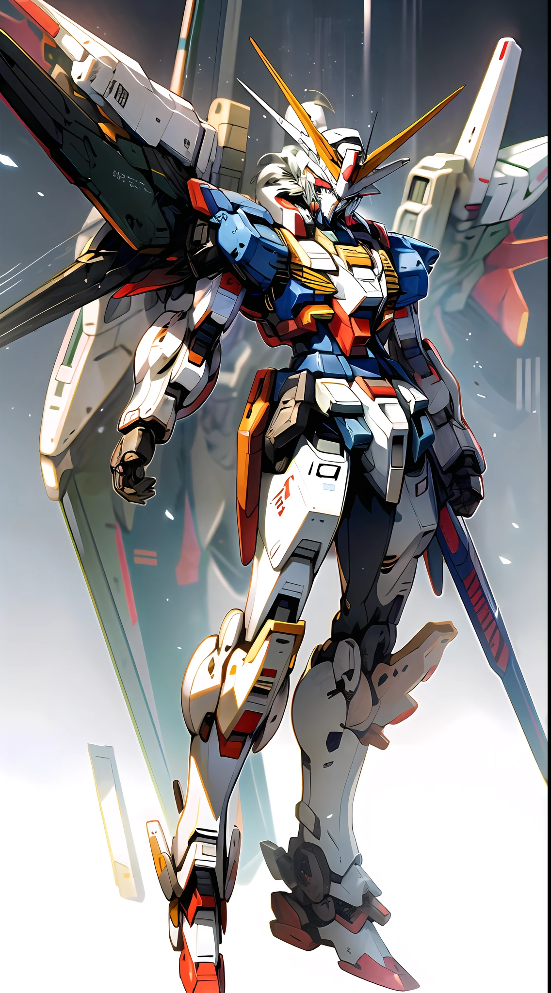 Mecha, Gundam, Full Body, Front Image, Symmetrical Composition