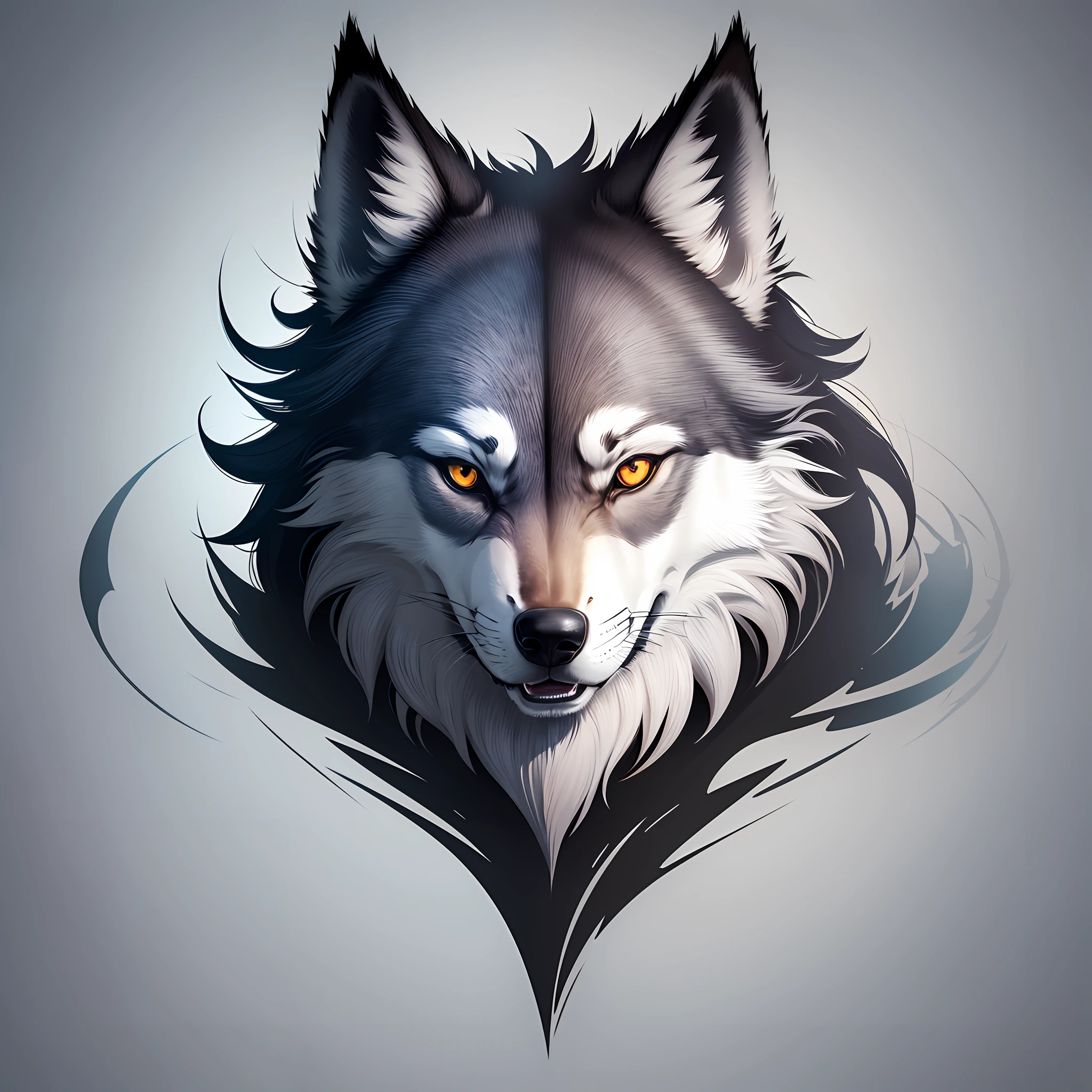 T-shirt graphic design, wolf, vector, outline, --auto --s2