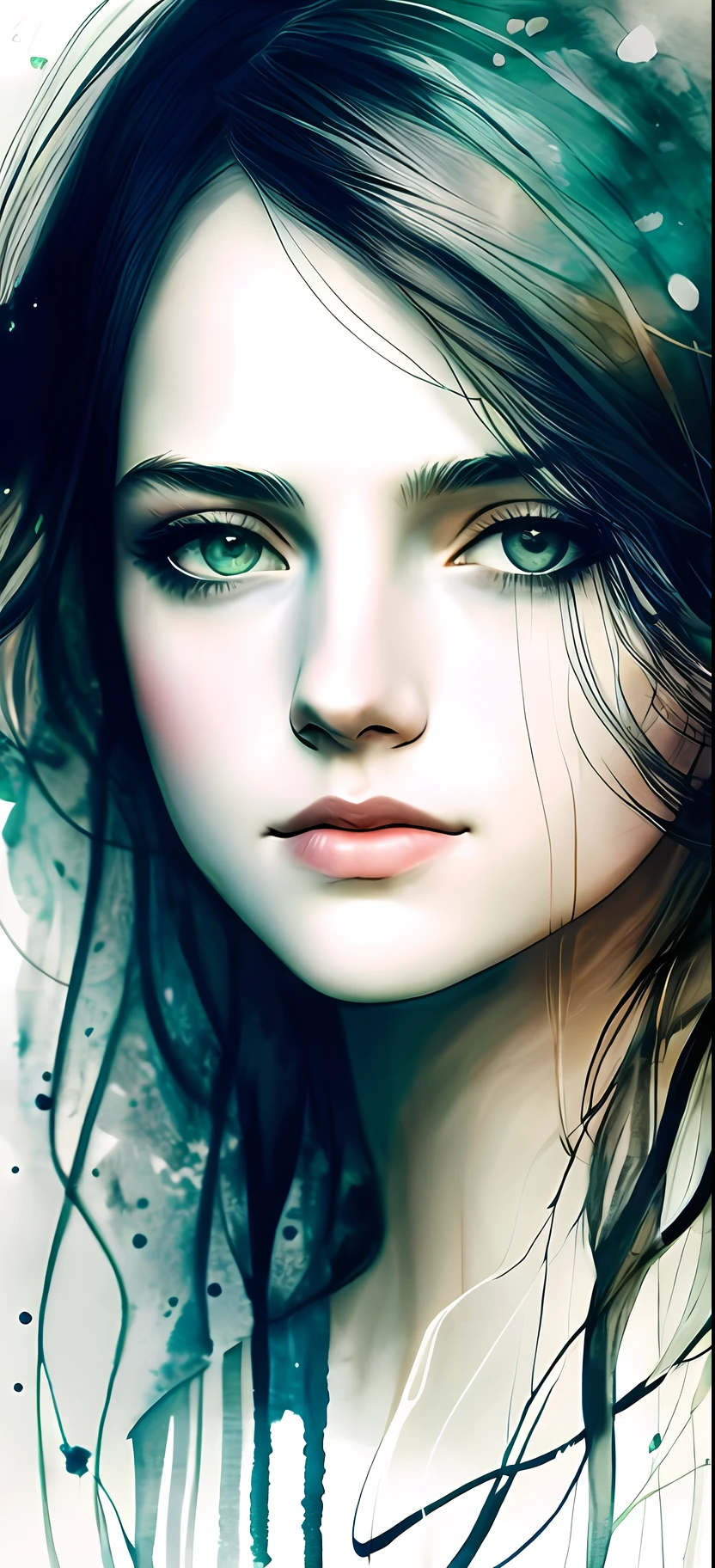 a woman by agnes cecile, luminous design, pastel co lours, ink drips, autumn lights