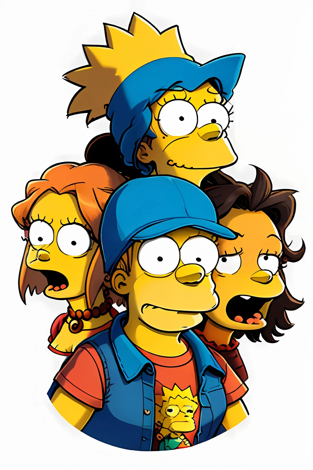 Create T-shirt prints for a Simpsons cartoon collection