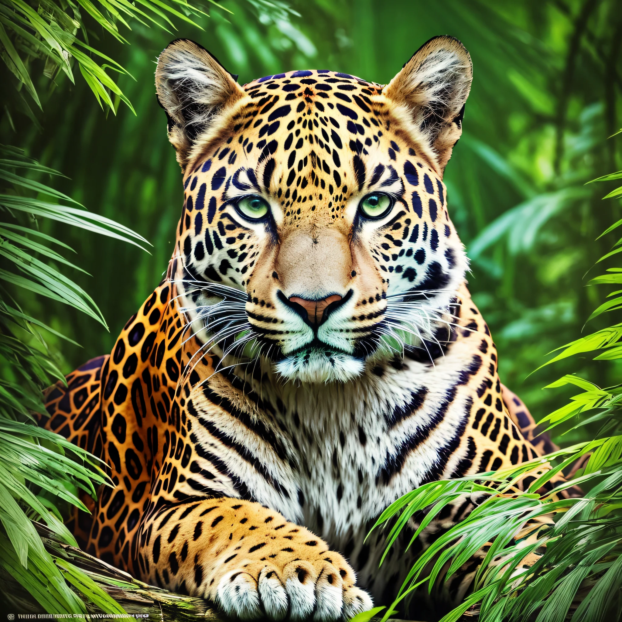 NFT 1 - "Guardian of the Forest" Description: This NFT features the majestic jaguar, symbol of power and mystery in the Amazon rainforest. His piercing gaze reminds us of the importance of preserving the natural habitat of these magnificent felines. With its vivid colors and lush details, this image conveys the message that the preservation of nature is fundamental to the maintenance of ecological balance. --auto --s2