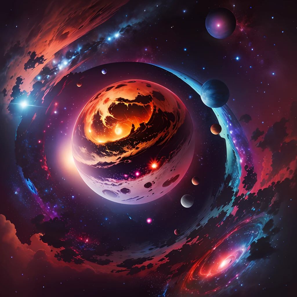 fking scifi, Award-winning poster watercolor (planetstain:0.6), a nebula visible in the background, comet, shooting star, solar eclipse, (fkGPK v2023060603:1.25),