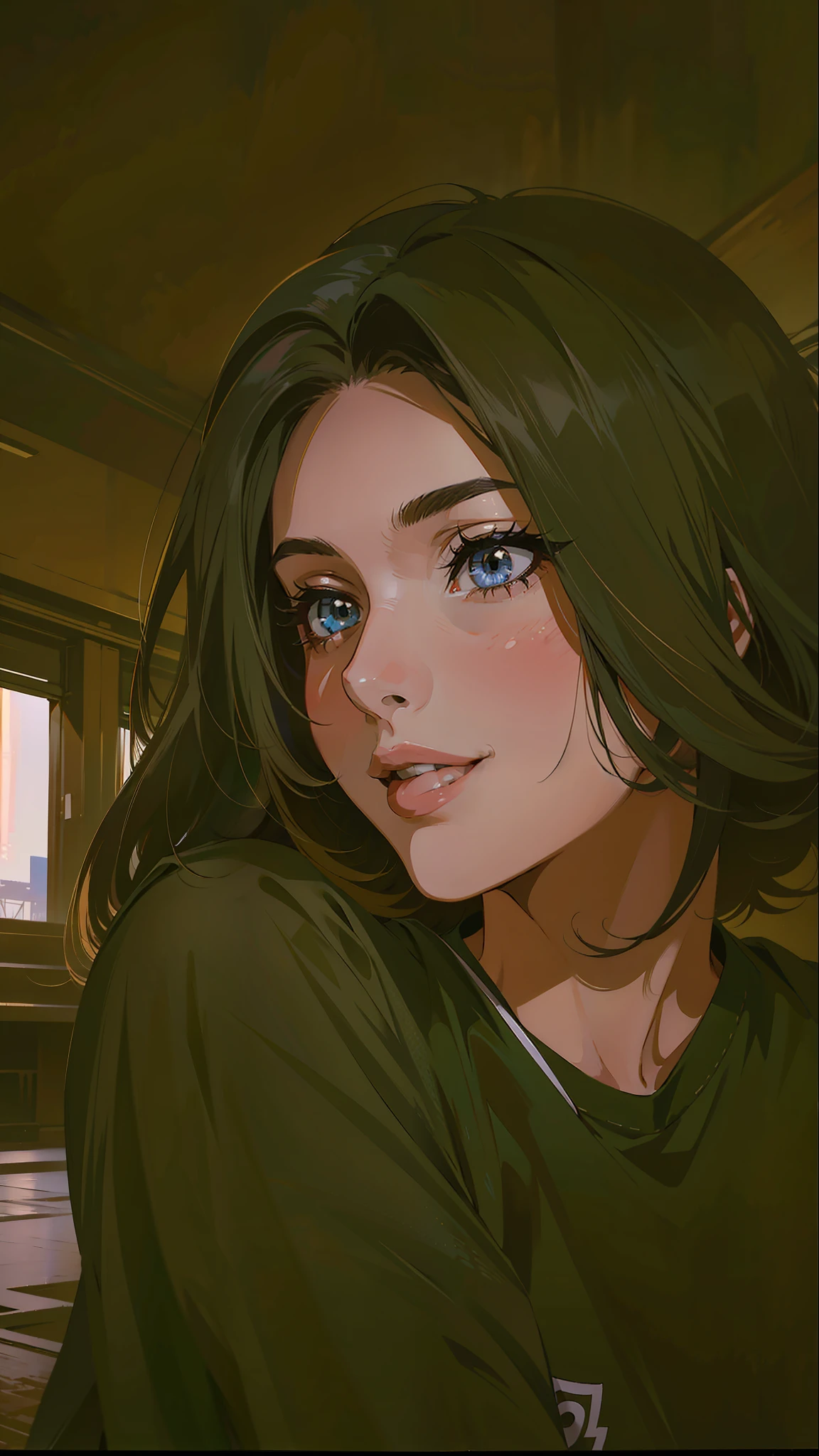 (masterpiece),(best quality:1.0), (ultra highres:1.0), detailed illustration, 8k, anime, 1girl, beautiful anime girl, wearing a black t-shirt, intricate details, black eyes, detailed eyes, glasses, black hair, detailed hair detailed, highlights on hair, slight smile, pretty lips, anime style, best quality, detailed