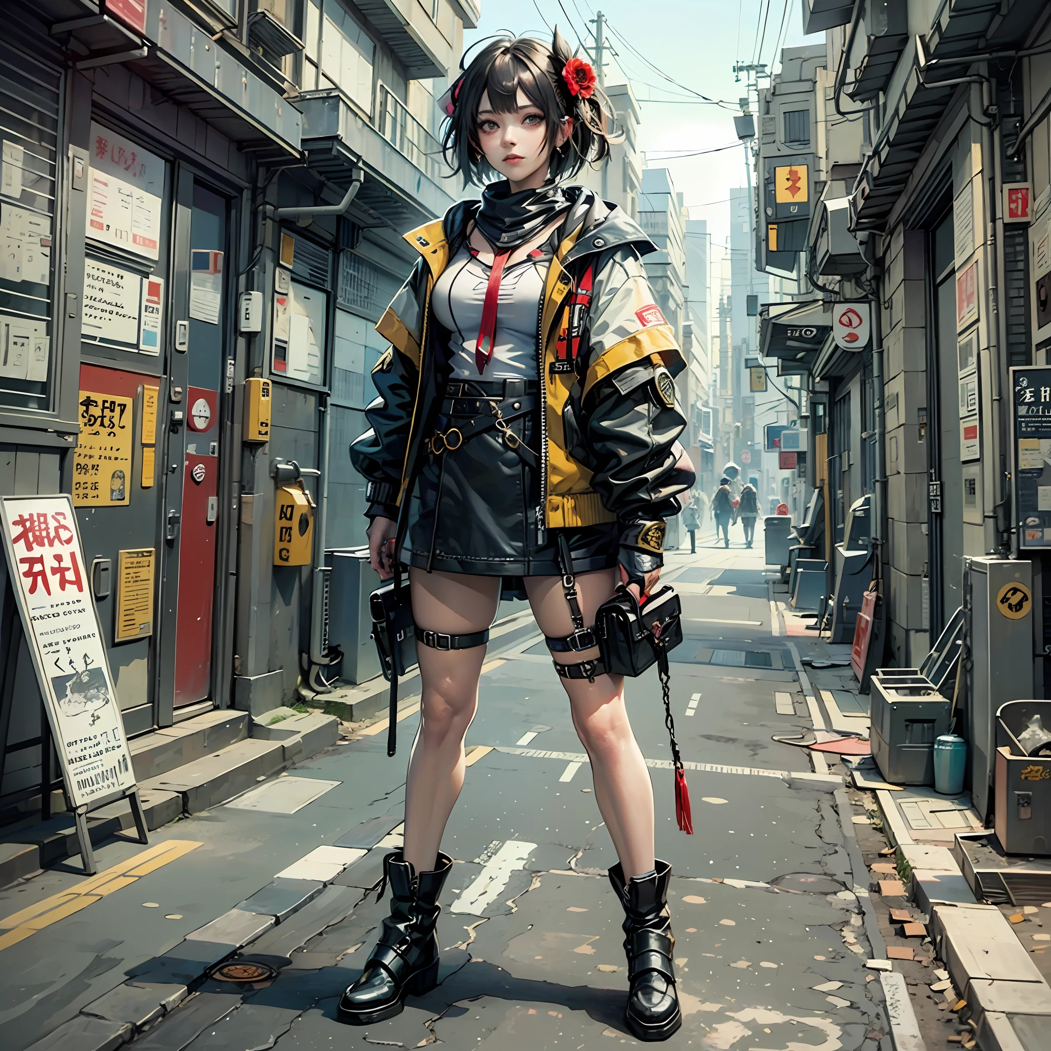 1 girl, Tokyo, concept art, full body, (masterpiece:1.2), (best quality:1.3), 1girl, standing, punk dark/Gold --auto --s2
