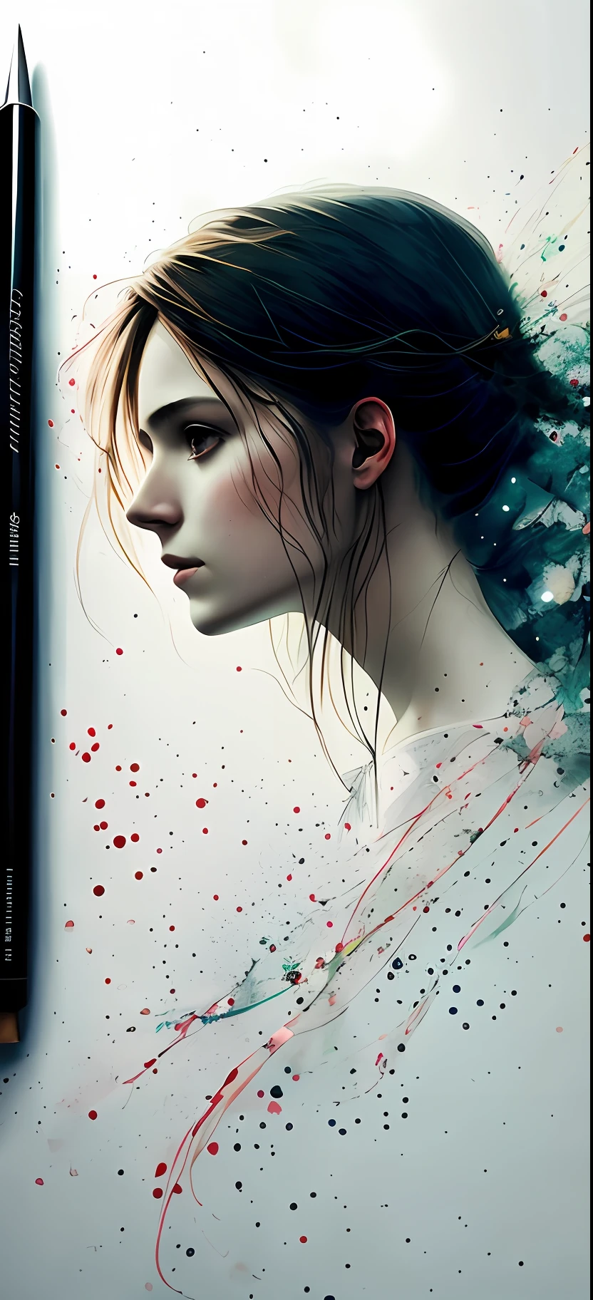 a woman by agnes cecile, luminous design, pastel co lours, ink drips, autumn lights
