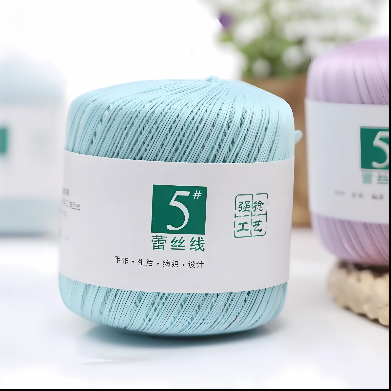 three balls of yarn are sitting on a table next to a vase, 5 4 s, yarn ball, 5d, 5 d, high quality material bssrdf, f4.5, soft. high quality, f 2.5, f 3.5, f 3. 5, f3.5, yarn, high quality product photo, vintage color