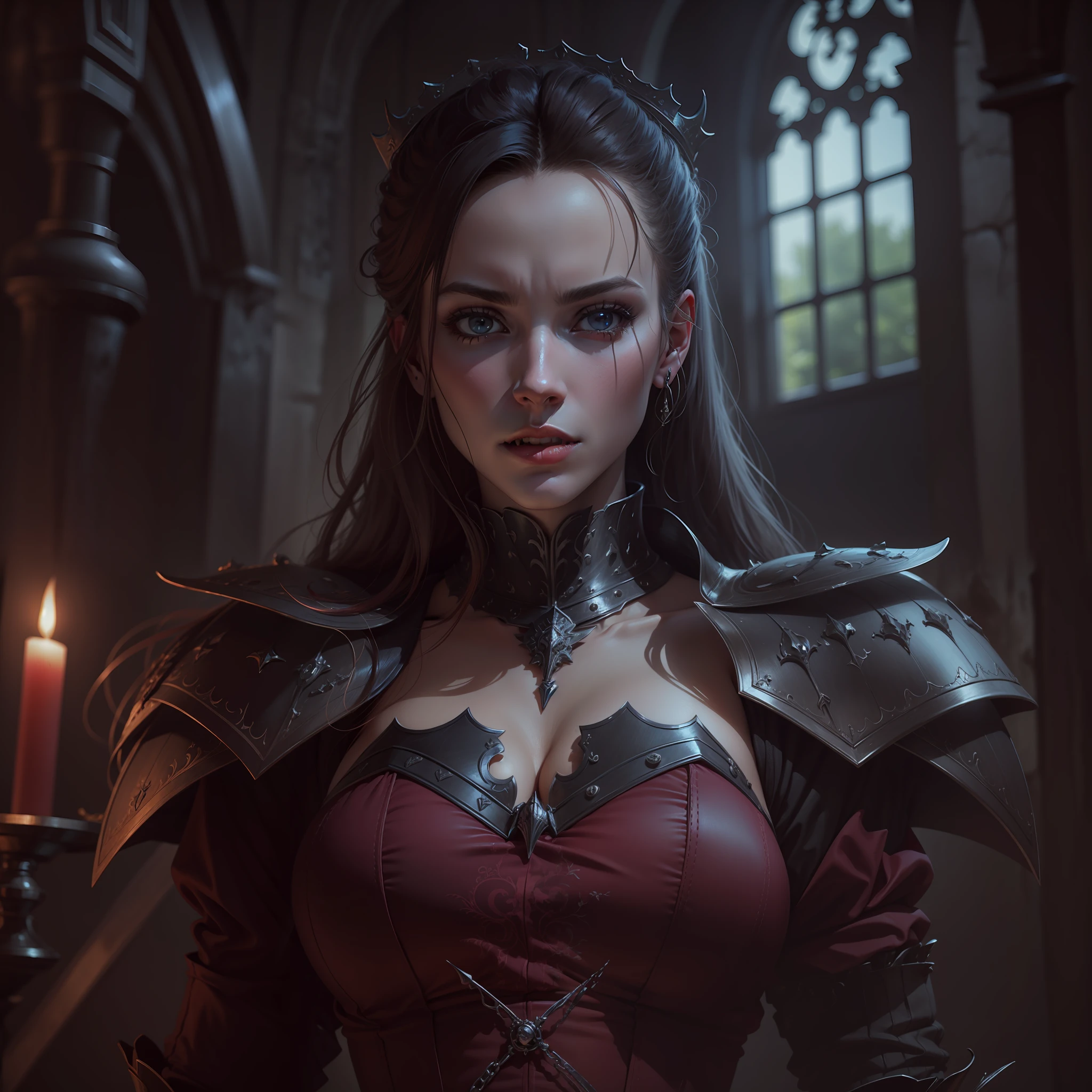 Elizabeth bathore, dressed in armor, vampire,4k