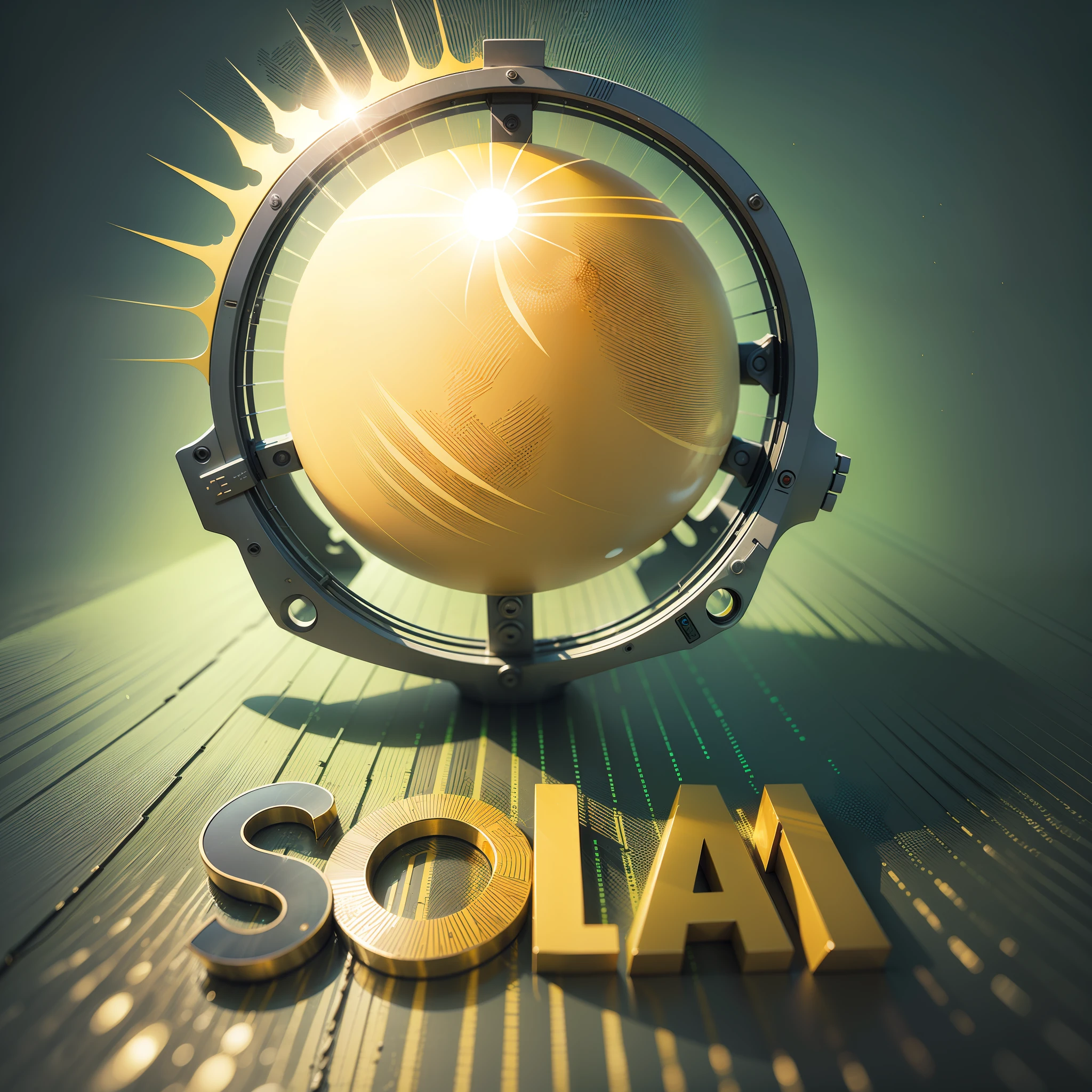 3d solar energy capture panel, high quality, minimalist, with yellow sun in high quality, 4k, with the letters SB joined, and the name SOLAR in front of the image, in logo format --auto --s2