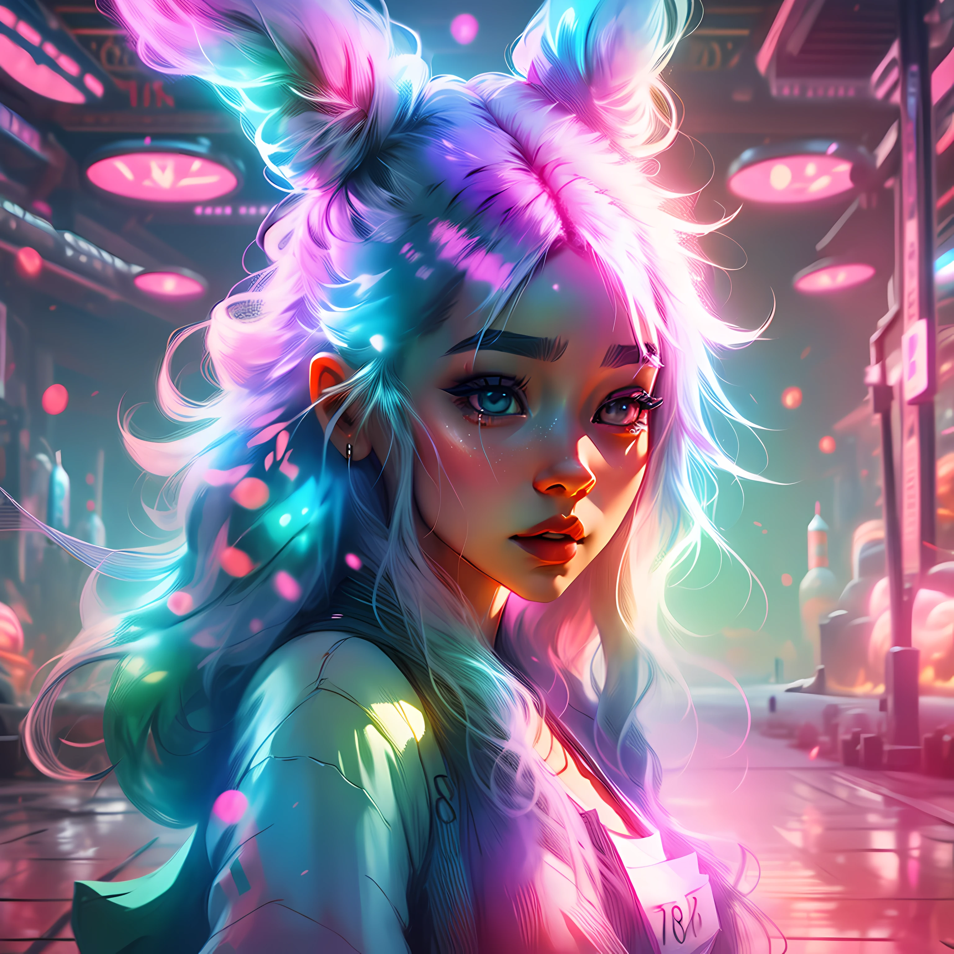 Girl Unicorn Hyperrealistic 8K Pastel Colors