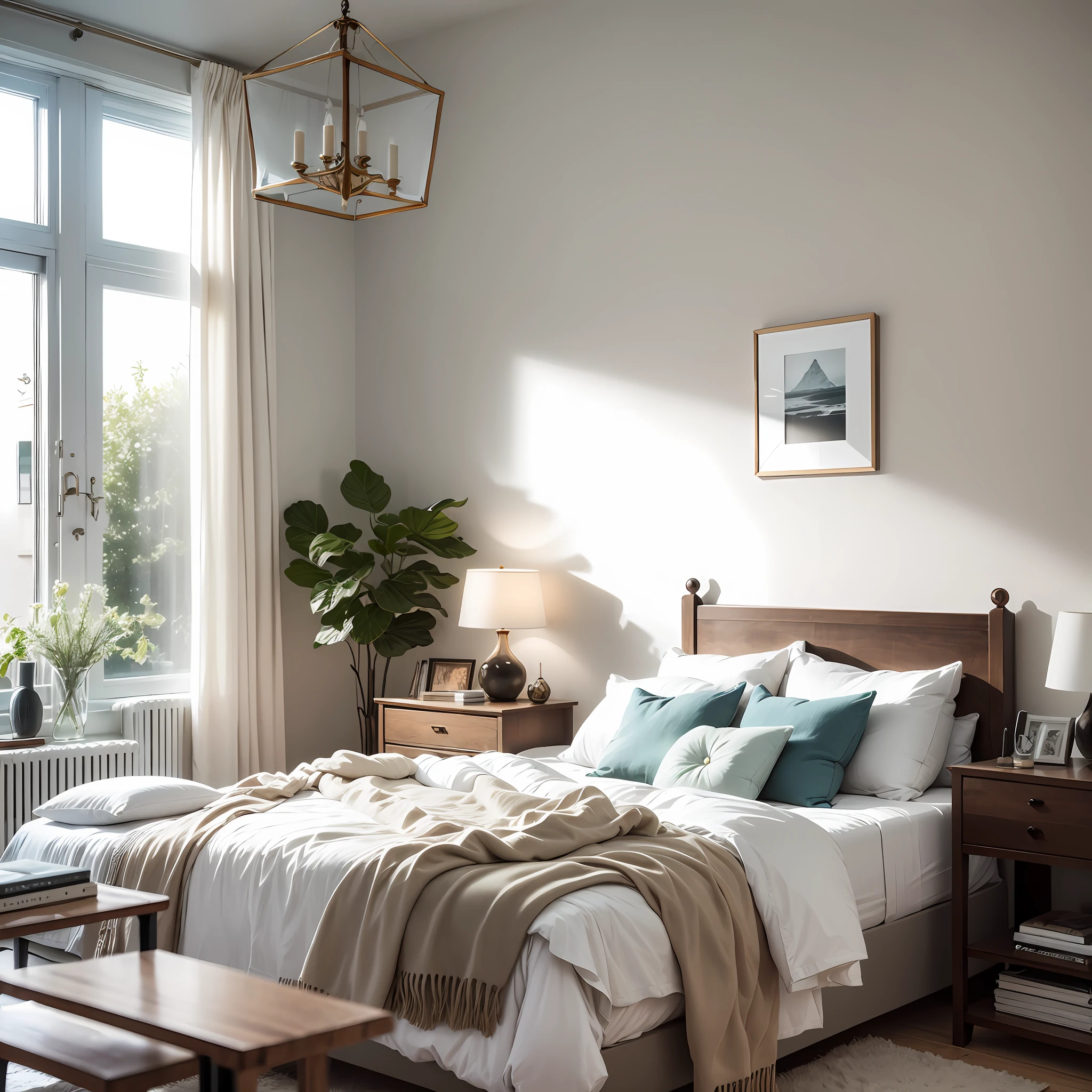 Nordic style room, super simple, warm and comfortable, white theme --auto --s2