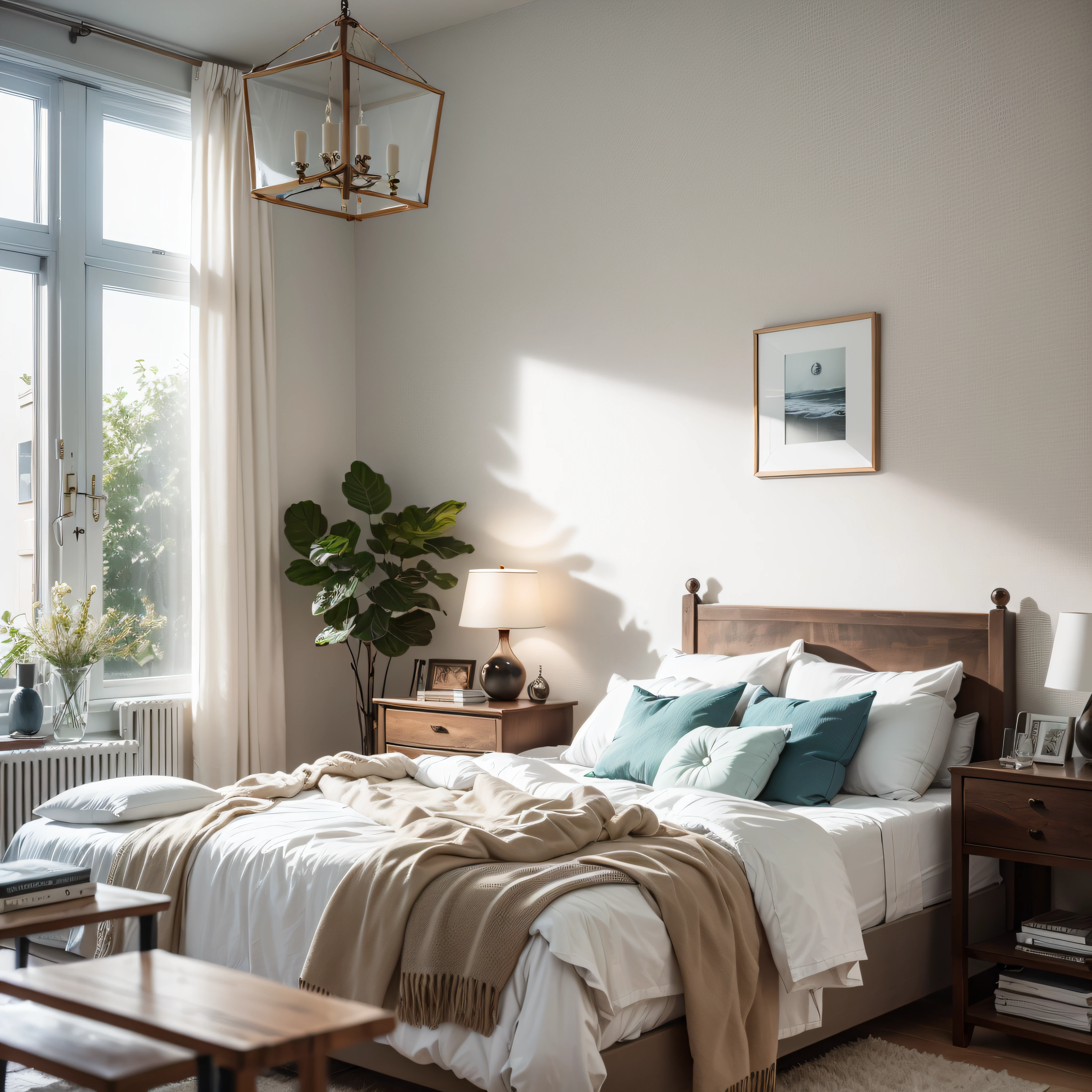 Nordic style room, super simple, warm and comfortable, gray, white, black, navy blue four colors mainly, Nordic style furniture, realistic style, movie screen, ultra HD, 8K, super real, natural light --auto --s2
