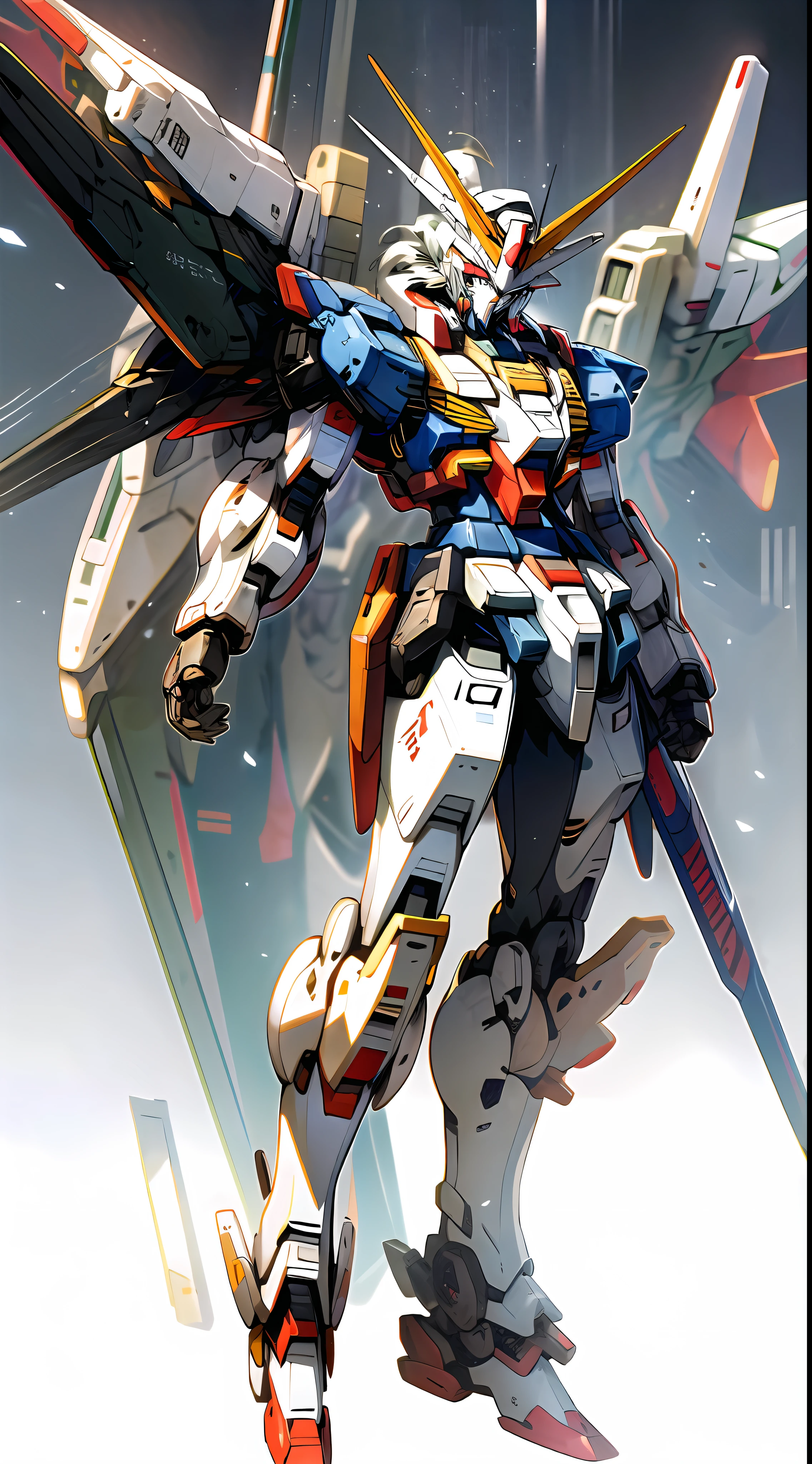 Mecha, Gundam, Full Body, Front Image, Symmetrical Composition