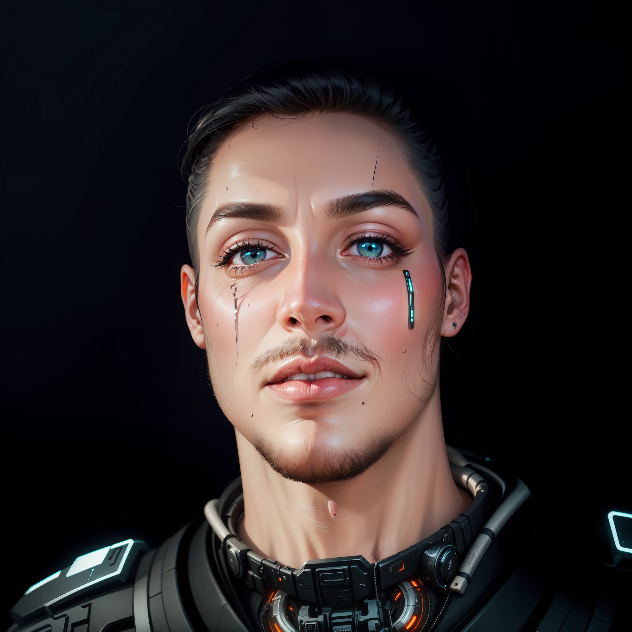 Face in futuristic cyberpunk style --auto --s2