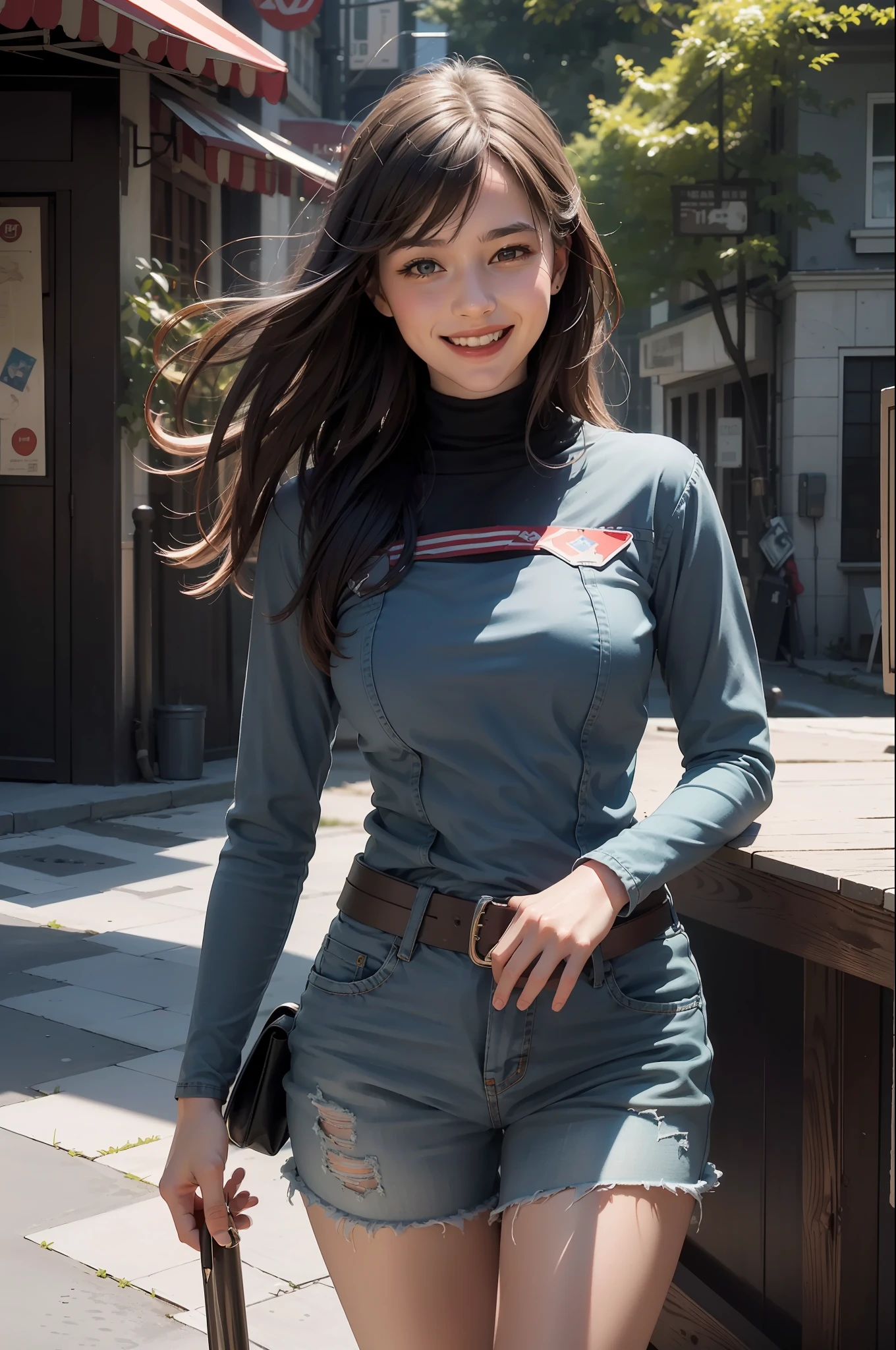 Concept Art, A Strong American Girl Stroking Her, Laughing Intoxicatedly, Equirectangular Columnar 360, High Resolution, [(Willie Baumeister's Art: 1.1), (John T. Biggs' Art: 1.2): :17], Official Art, Unity 8k Wallpaper, Ultra Detailed, Aesthetics, Masterpiece, Best Quality, Realistic