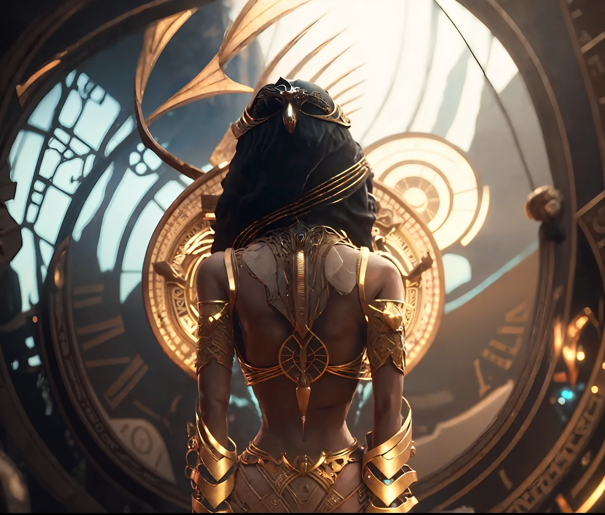 a close up of a woman in a bikini standing in front of a clock, unreal engine render + a goddess, cgsociety 8 k, cgsociety 8k, cgsociety 8k, cgsociety inspired, cgsociety ), stunning cgsociety, cgsociety 9, trending in cgsociety, cinematic cgsociety, cgsociety contest winner, art nouveau octane render