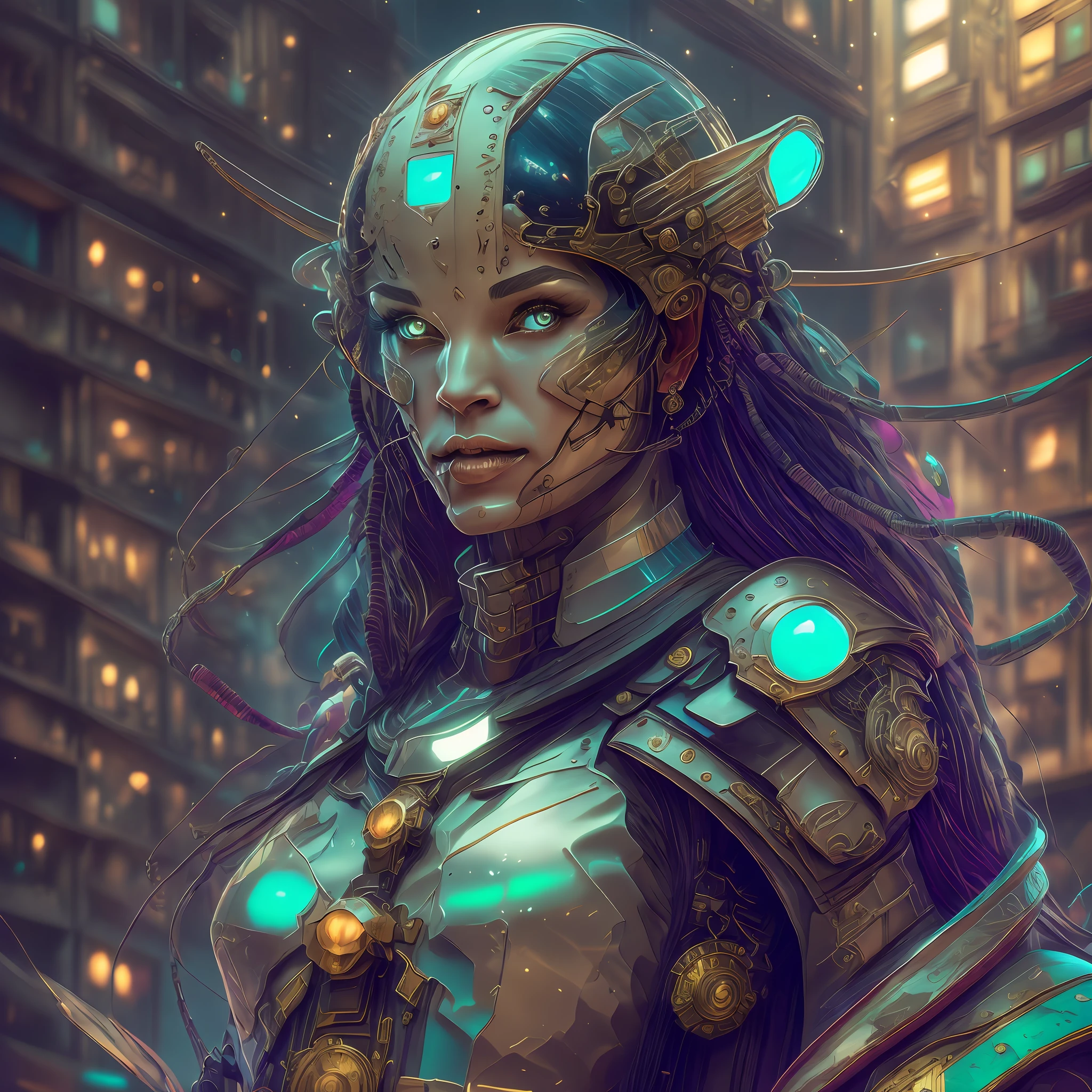 D&D nova callisto race, fantasy character portrait, clear, lively glowing skin, ultra-realistic and elaborate, elegant, high definition, digital painting, art station, smooth, sharp, focus, illustration, art by artgerm, greg rutkowski, alphonse mucha In the city of the future --auto --s2