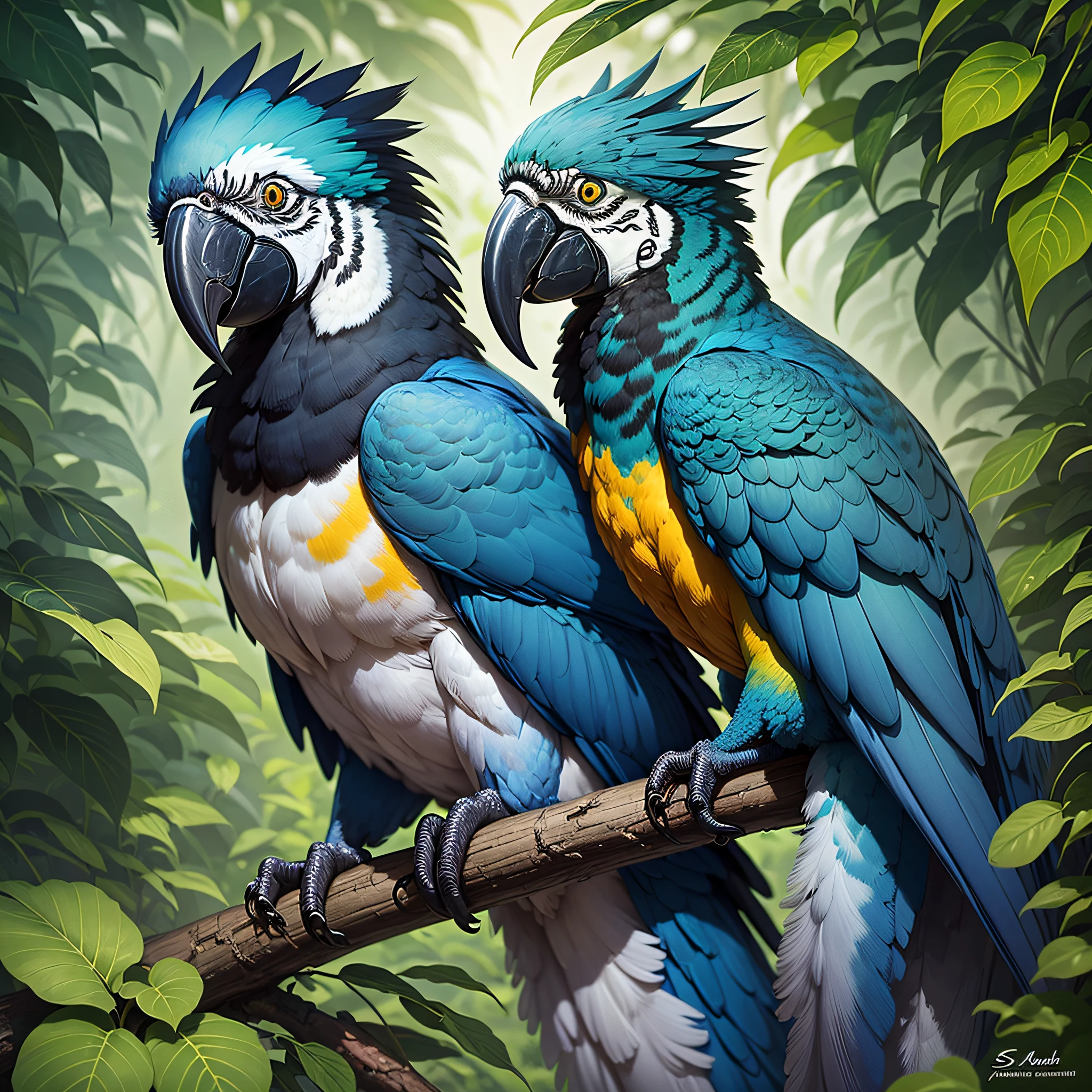NFT 2 - "Melody of Nature"
Description: This NFT depicts the blue macaw, with its vibrant feathers and graceful expression. The beauty of these birds and the melodious sound of their singing invite us to reflect on the importance of preserving tropical forests and their inhabitants. This colorful and life-filled image conveys the harmony that exists in nature and reminds us to take care of this unique ecosystem. --auto --s2