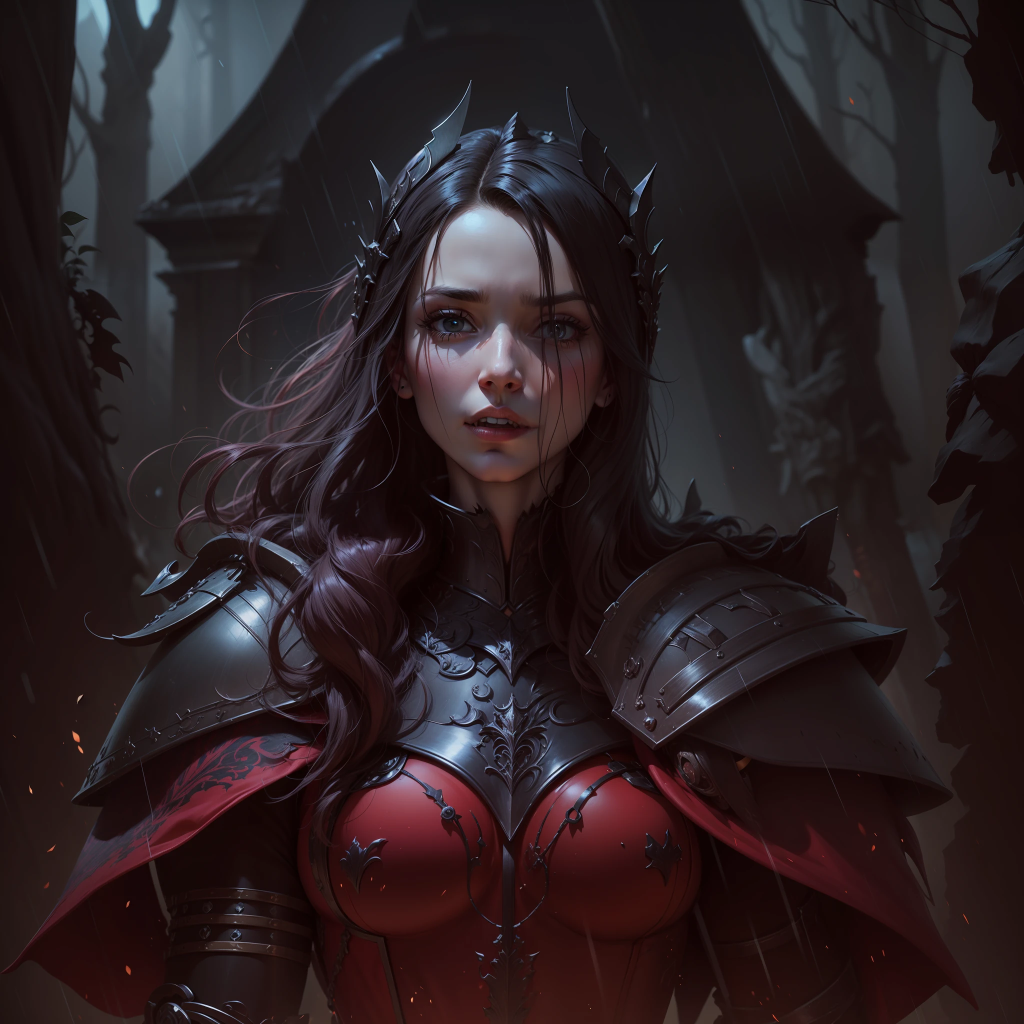 Elizabeth bathore, dressed in armor, vampire,4k