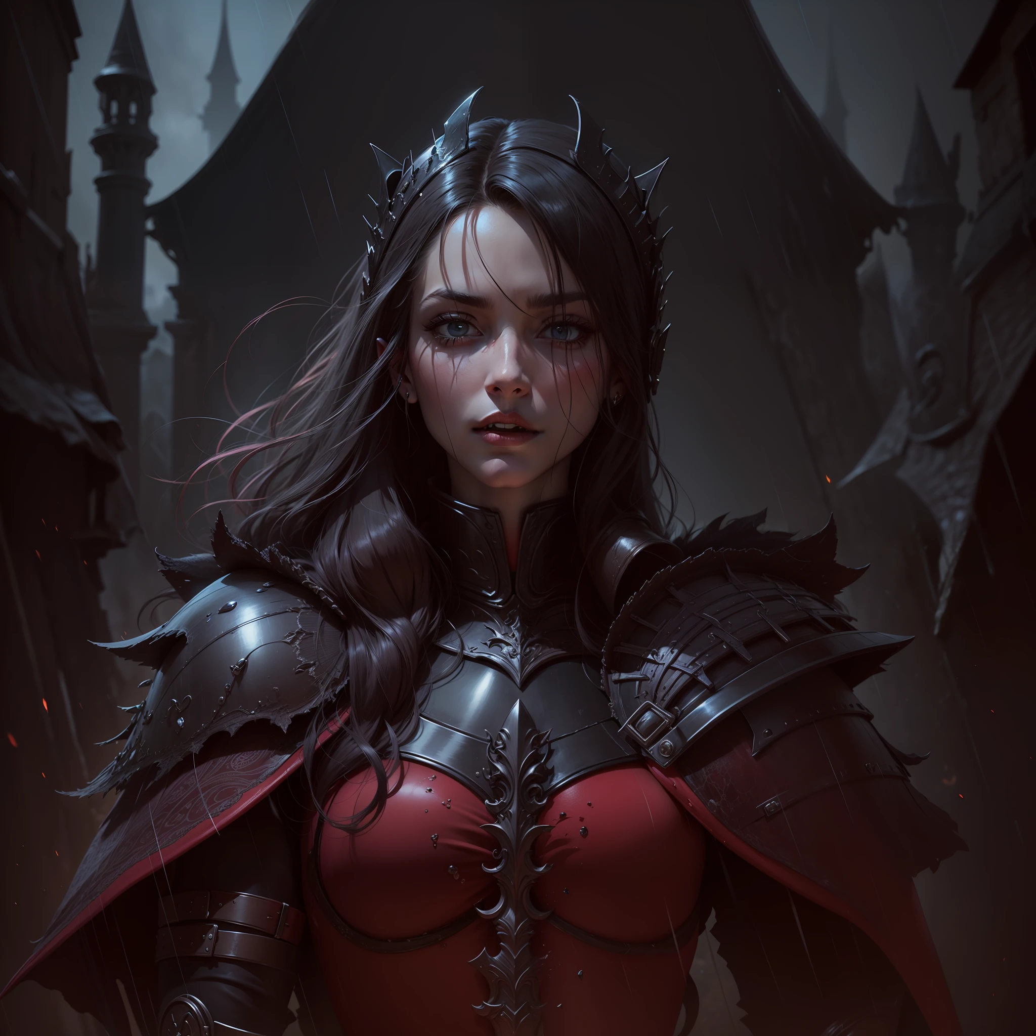Elizabeth bathore, dressed in armor, vampire,4k