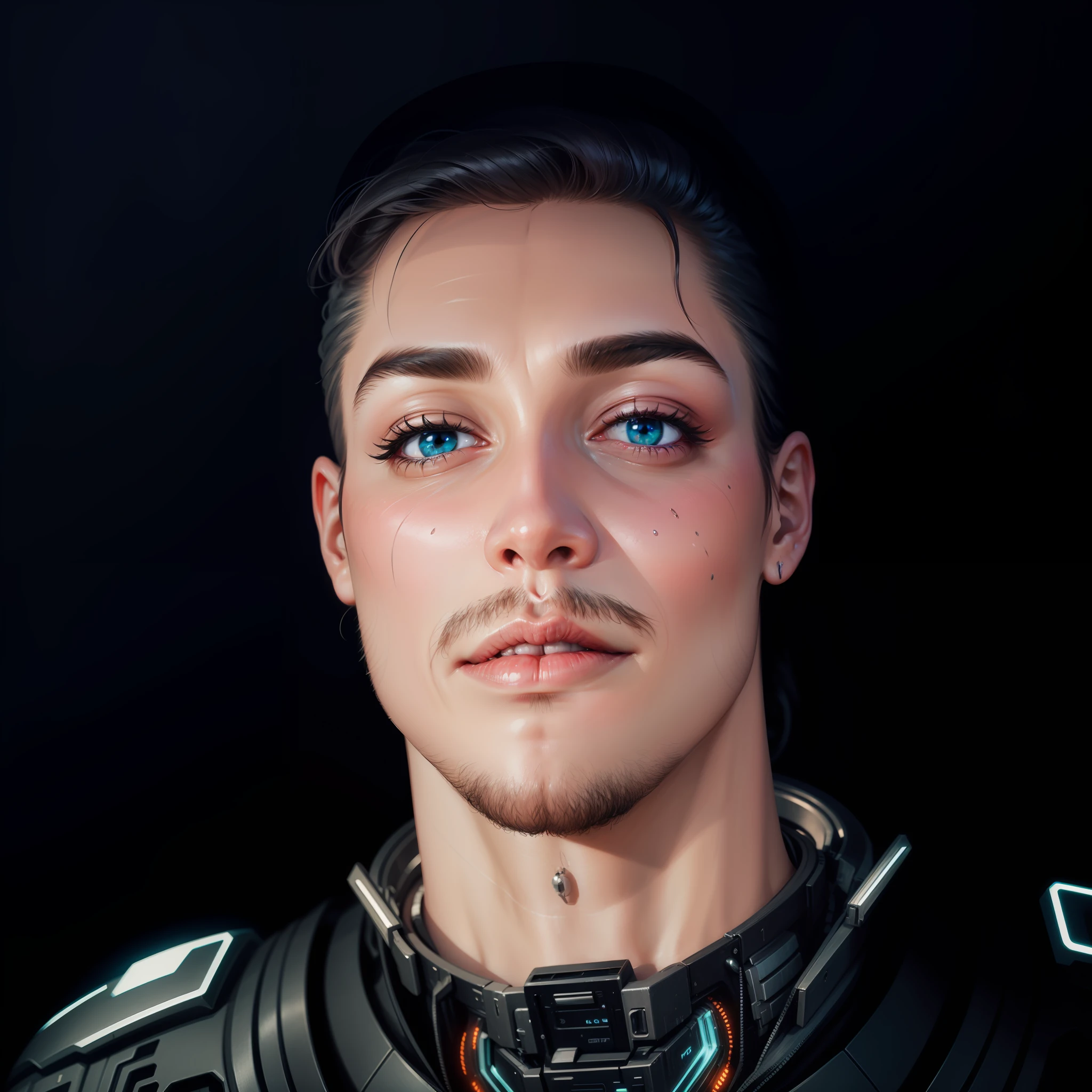 futuristic cyberpunk-looking face --auto --s2