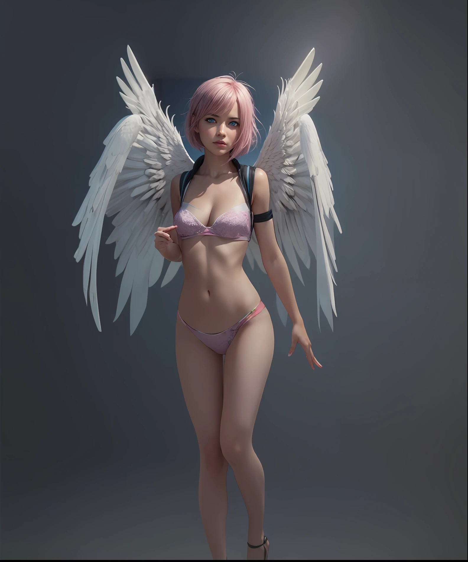 a close up of a woman with pink hair and angel wings, 3 d anime realistic, photorealistic anime girl render, realistic anime 3 d style, ross tran 8 k, anime styled 3d, beautiful cyborg angel girl, hyper realistic anime, high definition cgsociety, artgerm ; 3d unreal engine, stunning cgsociety, cgsociety ), hyperrealistic fantasy art