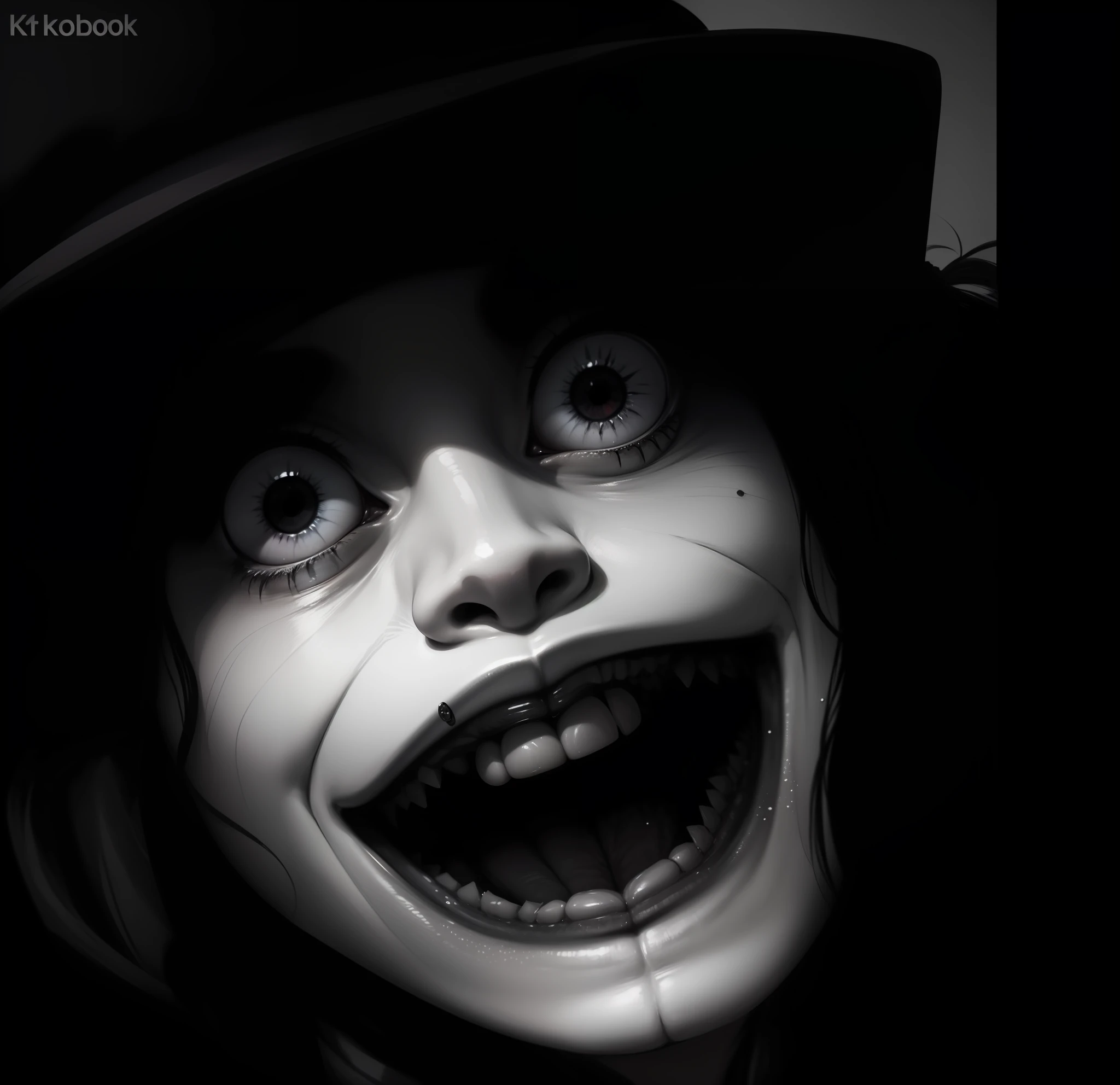 Babadook's face, smiling, full color, best quality, masterpiece, 8k, close up, look straight, light skin, sharp teeth --auto --s2