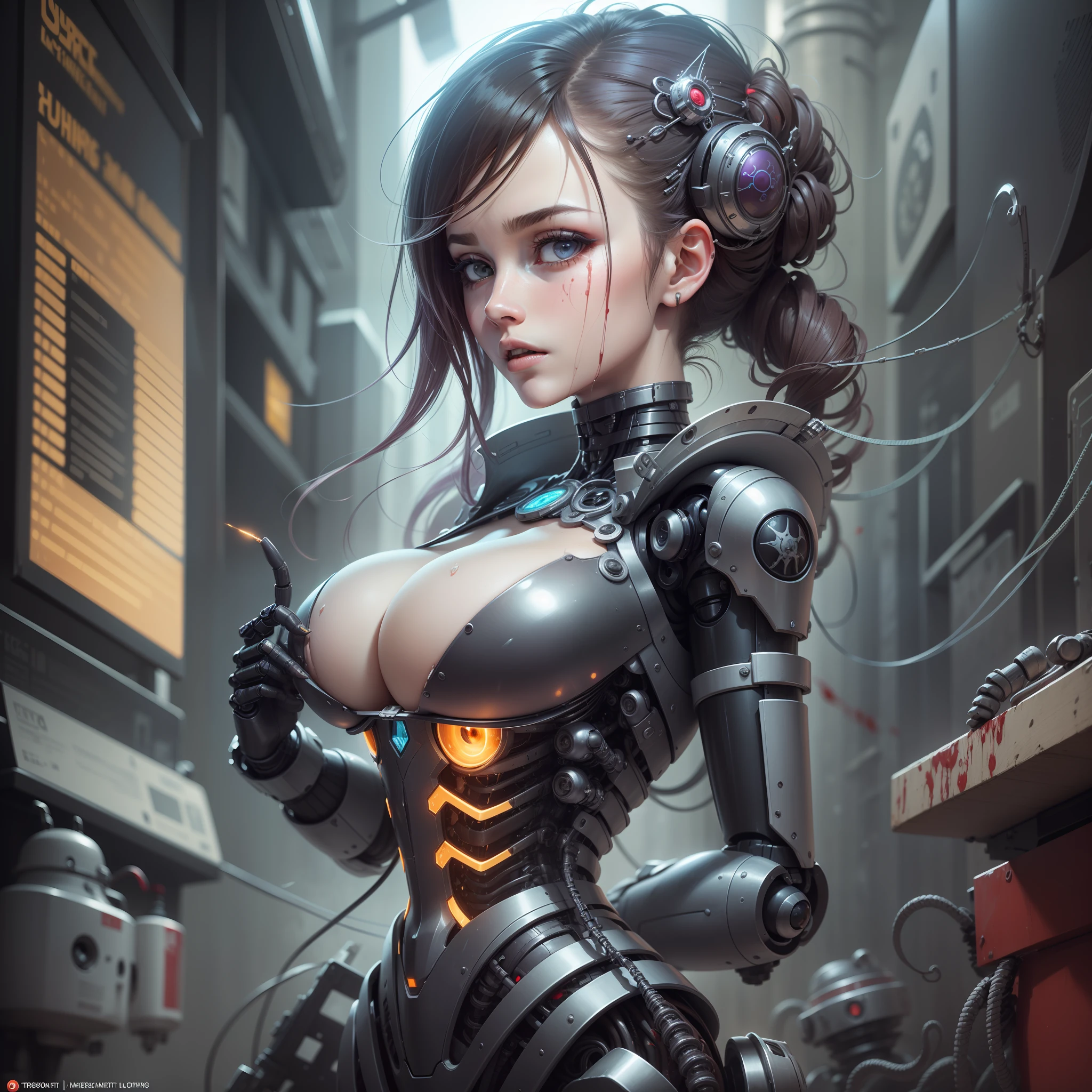 Ct alien science fiction student, Cyberpunk style, Futurism Punk, Surreal, Emma Watson, blood, huge, a lot of, in face, Beautiful and indulgent: 1.2), (1 girl: 1.3), very detailed, colorful, supreme detail ((super detailed)), (highly detailed CG illustration), (very delicate and beautiful)), (from the side), cinematic light, (((1 robot girl)), (angel), (aura), solo, whole body, (mechanical joint: 1.2), ((mechanical limb)), (blood vessels connected to tubes), (mechanical vertebrae attached to the back), ((mechanical cervical vertebrae attached to the neck)), Expressionless, (Wire and cable attached to neck: 1.2), (Wire and cable attached to neck: 1.2), (Character focus), (Lower body integrated with mechanical device), Science fiction, White background, (Blood: 1.5), Long legs, Robotic rape, Gang rape, Buttocks, Mechanical body, Ultra-in face, Superheroes, Many People, Marvel, Aliens, League of Legends, Super Multi Robot Tentacles, Bondage, Metal Tentacles, Immortals, slender tentacles, robotic tentacles, snakes, big breasts, breast, wet body, full body shot, tentacle in, mechanical girl, robot girl, sm, abuse, milk kneading, robot tentacle monster, female emperor, cyborg, alien, parasitic beast, with a machine, robot, in tits) (Ultra-cum in face) (hand job), (Ultra-bukkake) ( Ultra-facia), futuristic world, otherworld, futuristic war, mythology, robot, doomsday, high-tech tentacles, alien technology, metal tentacles wrapped around the body, metal tentacles tied up, skin mucus, toying, lots of, whole body, buttocks, metal tentacles, mechanical tentacles, glans, machine insertion, insertion, stripping, chest rubbing,, squirting,,,, crowded evacuation, luminescence, aurora, <ㄓ;lora:sfvi_style:0.8>, The perfect European model face, extremely detailed European face, European face with beautiful details, extra fine detail on the European face, The perfect European big eyes and eyeballs, extremely detailed European big eyes and eyeballs, European big eyes and eyeballs wit