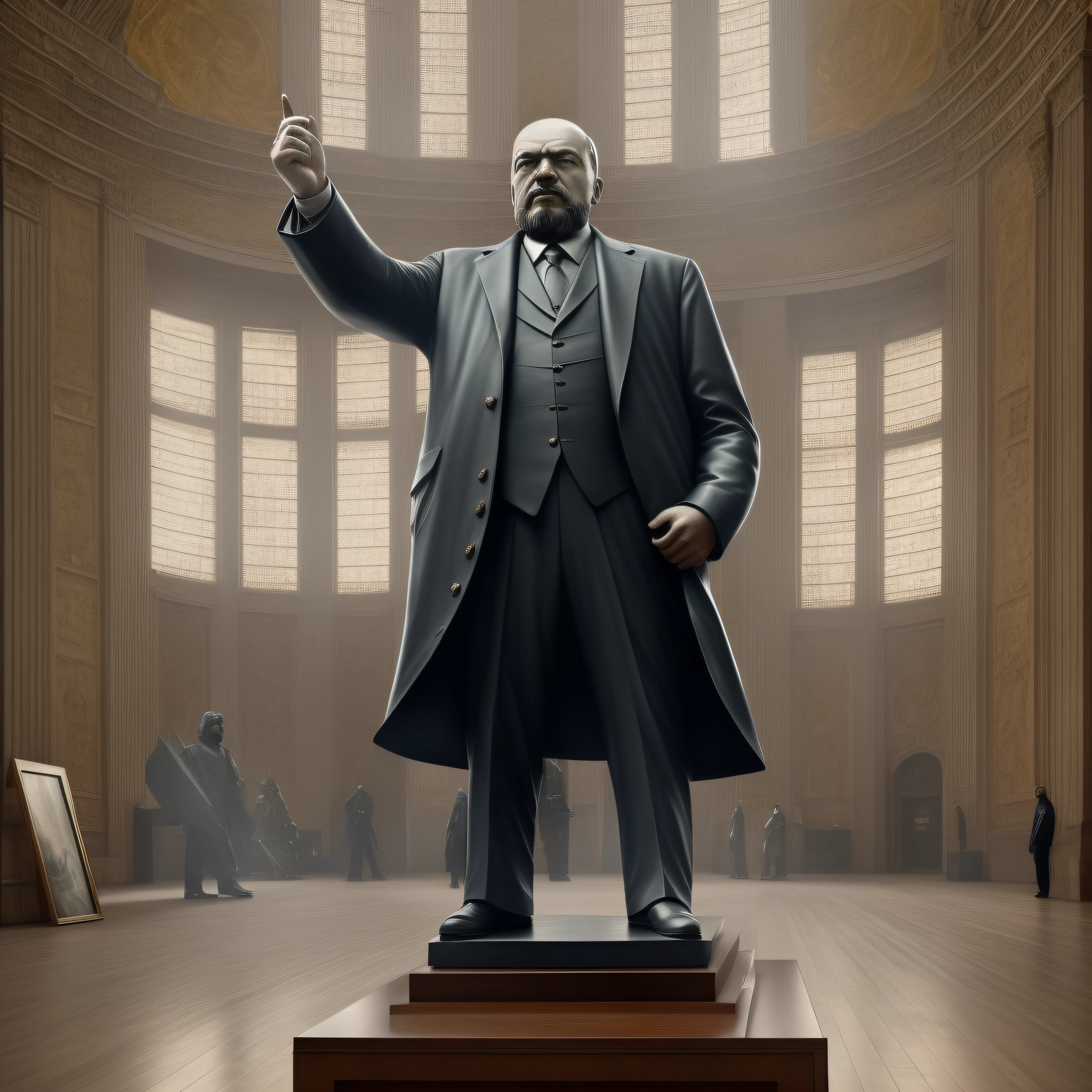 Ultra-realist Vladimir Lenin in an epic pose indoors