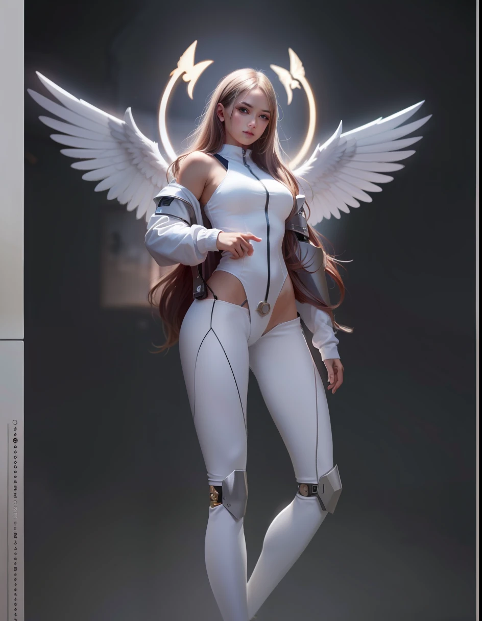 a close up of a woman with long hair and a white bodysuit, beautiful cyborg angel girl, angel knight girl, angelic, ross tran 8 k, ig model | artgerm, trending on cgstation, sakimichan frank franzzeta, [ trending on cgsociety ]!!, angel in plastic armor, sakimichan, angel, by Ross Tran