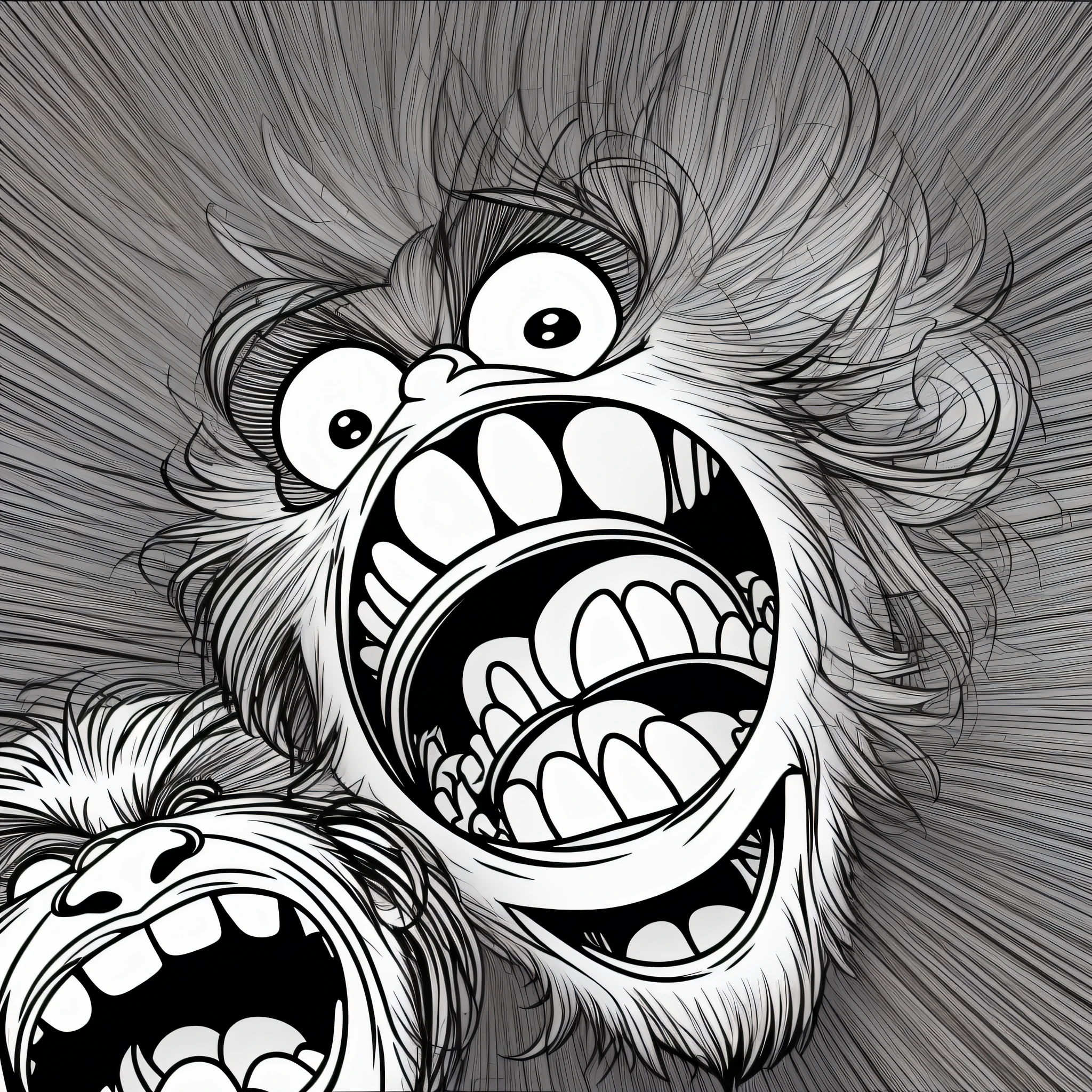 Single cartoon male face with big mouth open showing teeth, surprised face, astonishment face, scared face, cynical face, cartoon face, highly detailed angry anime face, screaming face, detailed facial expression, an angry expression, LSD face, open mouth and big teeth, grimace, scared expression, playful fun face, round teeth and goofy face