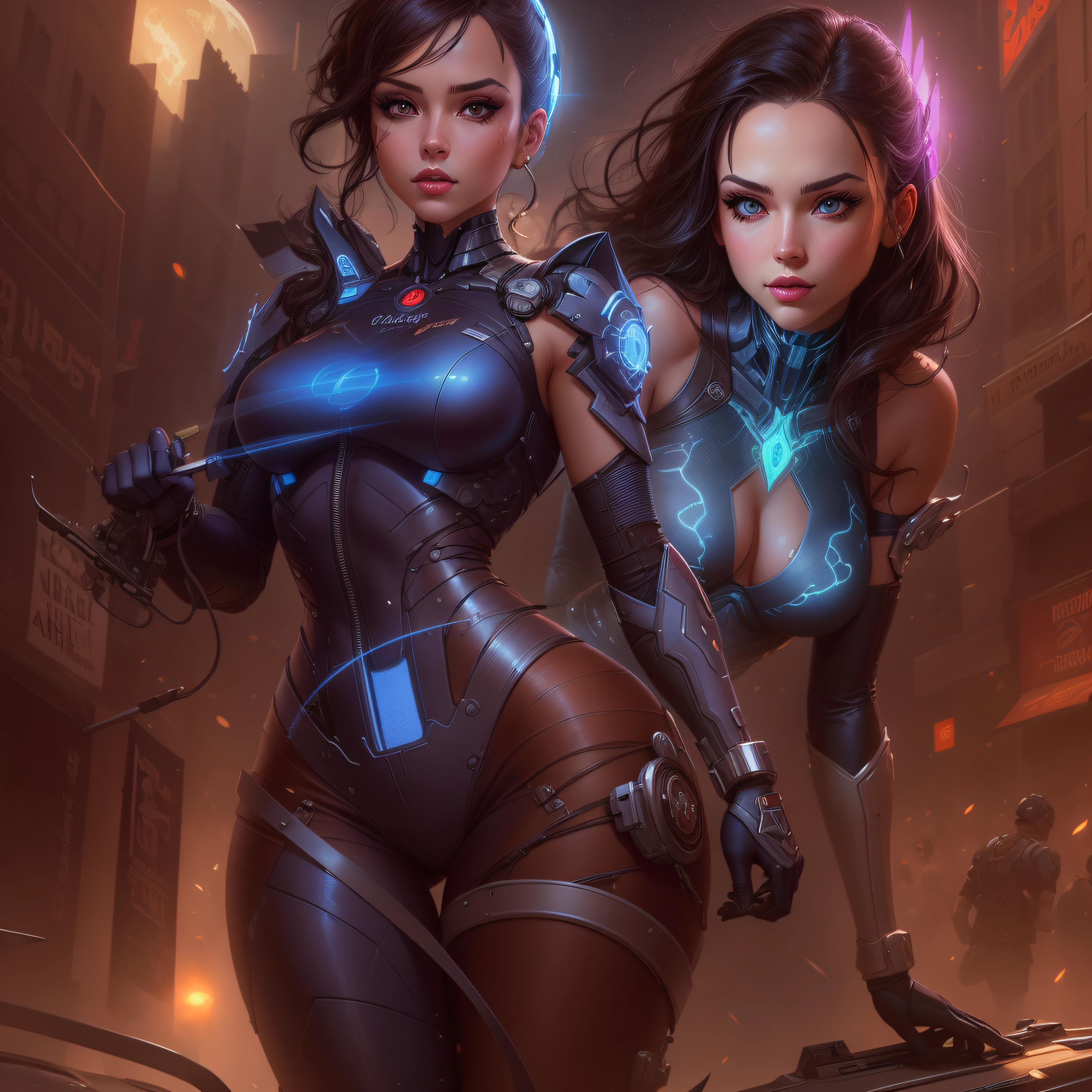 arafed woman in a black and blue outfit with a sword, artgerm julie bell beeple, artgerm jsc, extremely detailed artgerm, style artgerm, as seen on artgerm, ig model | artgerm, cyborg goddess in cosmos, style ivan talavera and artgerm, wlop and artgerm --auto --s2