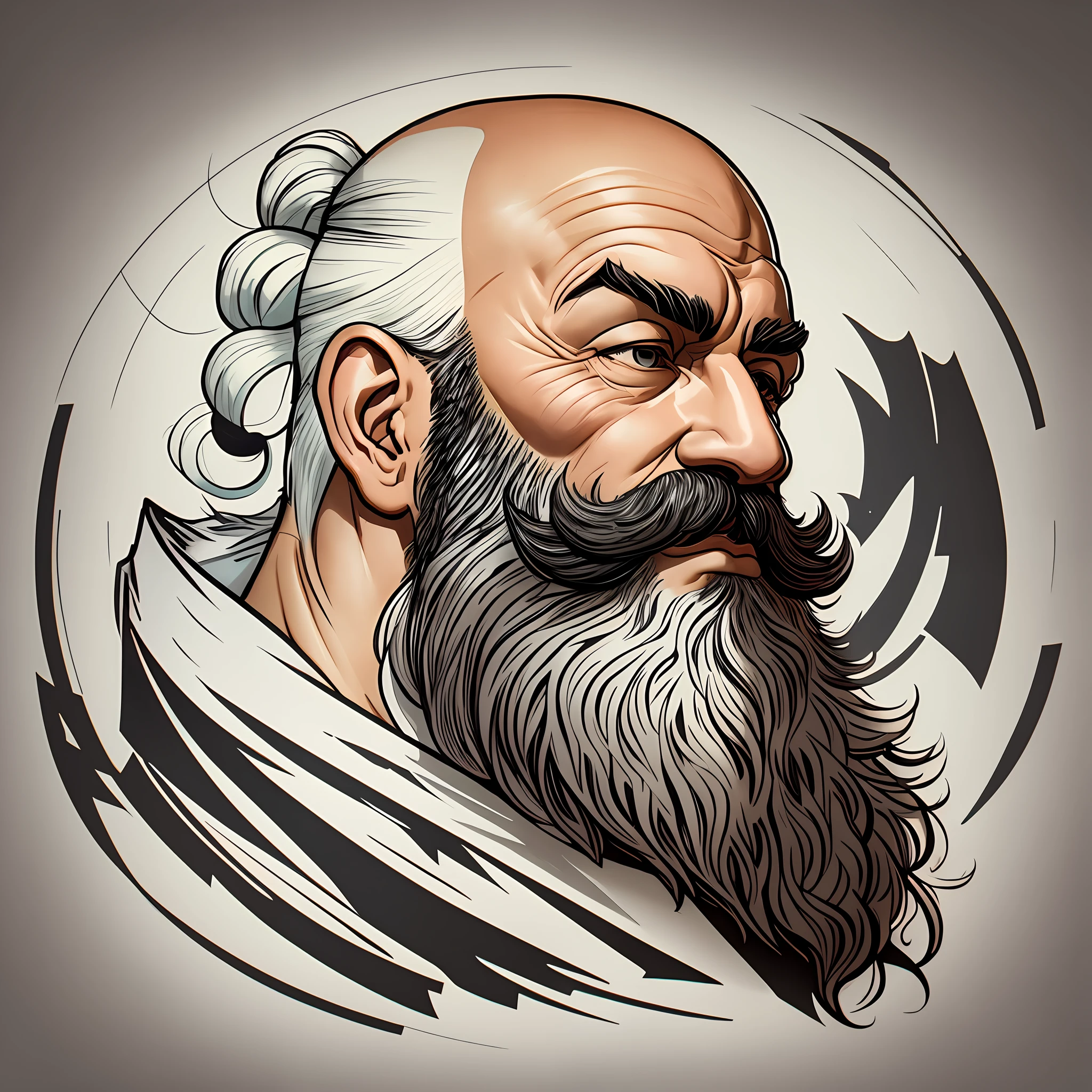 Create a simple yet impactful black and white logo featuring a bearded, bald man with a long beard. The logo should consist of clean, minimalist lines with a white background, making it easily recognizable and suitable for various applications.
Focus on capturing the defining features of the man's face: a bald head and a long, flowing beard. Use bold, solid lines to outline the shape of the head, beard, and any prominent details, such as the beard's length and style. Keep the design straightforward and avoid intricate details to ensure clarity and legibility, even at smaller sizes.
Strive for a balanced composition that allows the character's features to stand out. Experiment with different line thicknesses to add depth and visual interest to the logo. Consider using gentle curves to accentuate the contours of the head and beard, giving the design a sense of flow and elegance.
The aim is to create a distinctive and memorable logo that can be easily associated with a bearded, bald man. Keep in mind that the simplicity of the design should make it versatile, ensuring that it remains recognizable whether it's displayed on digital platforms or printed on various materials.
Remember, a strong logo is one that makes a lasting impression with its simplicity and clarity. --auto --s2