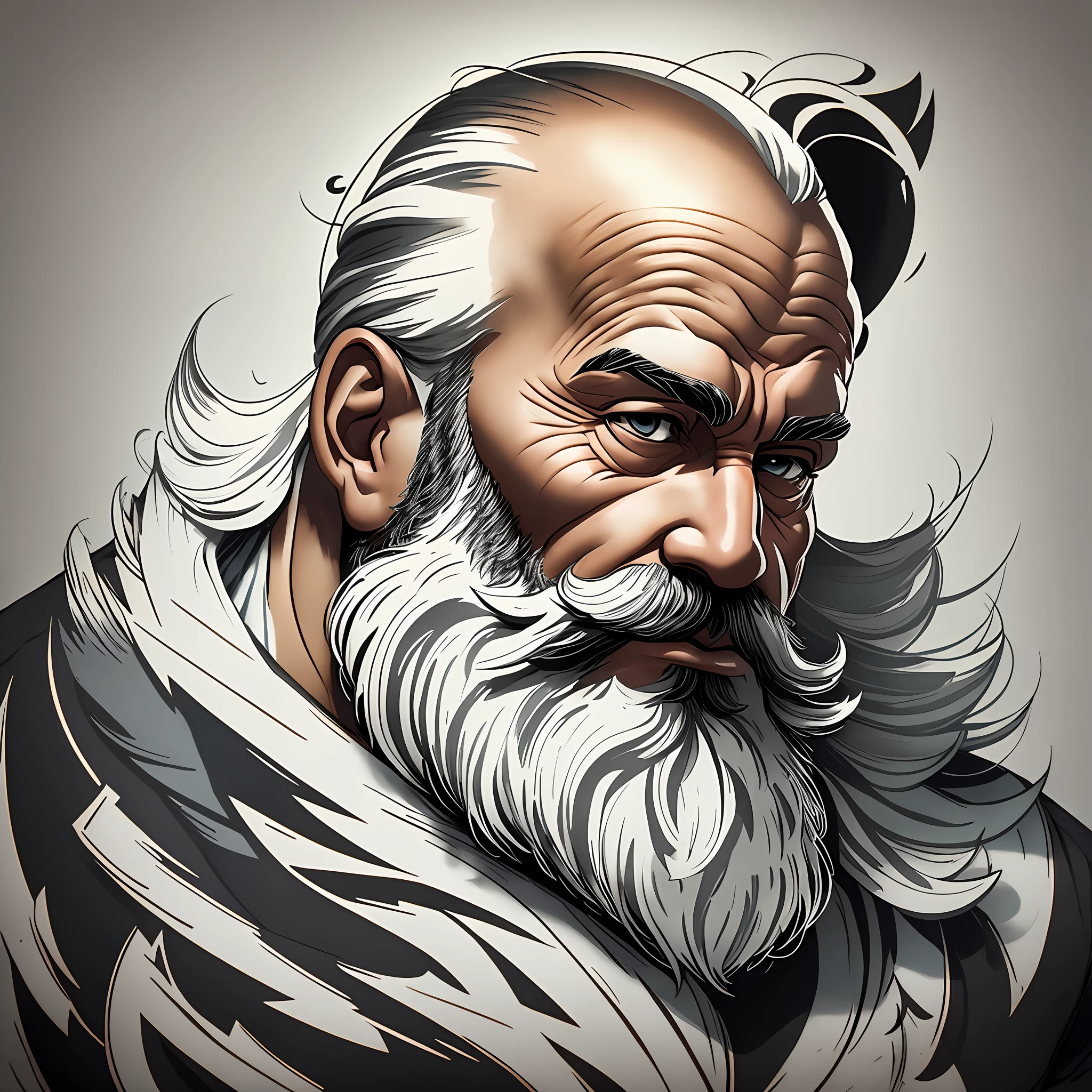 Create a simple yet impactful black and white logo featuring a bearded, bald man with a long beard. The logo should consist of clean, minimalist lines with a white background, making it easily recognizable and suitable for various applications.
Focus on capturing the defining features of the man's face: a bald head and a long, flowing beard. Use bold, solid lines to outline the shape of the head, beard, and any prominent details, such as the beard's length and style. Keep the design straightforward and avoid intricate details to ensure clarity and legibility, even at smaller sizes.
Strive for a balanced composition that allows the character's features to stand out. Experiment with different line thicknesses to add depth and visual interest to the logo. Consider using gentle curves to accentuate the contours of the head and beard, giving the design a sense of flow and elegance.
The aim is to create a distinctive and memorable logo that can be easily associated with a bearded, bald man. Keep in mind that the simplicity of the design should make it versatile, ensuring that it remains recognizable whether it's displayed on digital platforms or printed on various materials.
Remember, a strong logo is one that makes a lasting impression with its simplicity and clarity. --auto --s2
