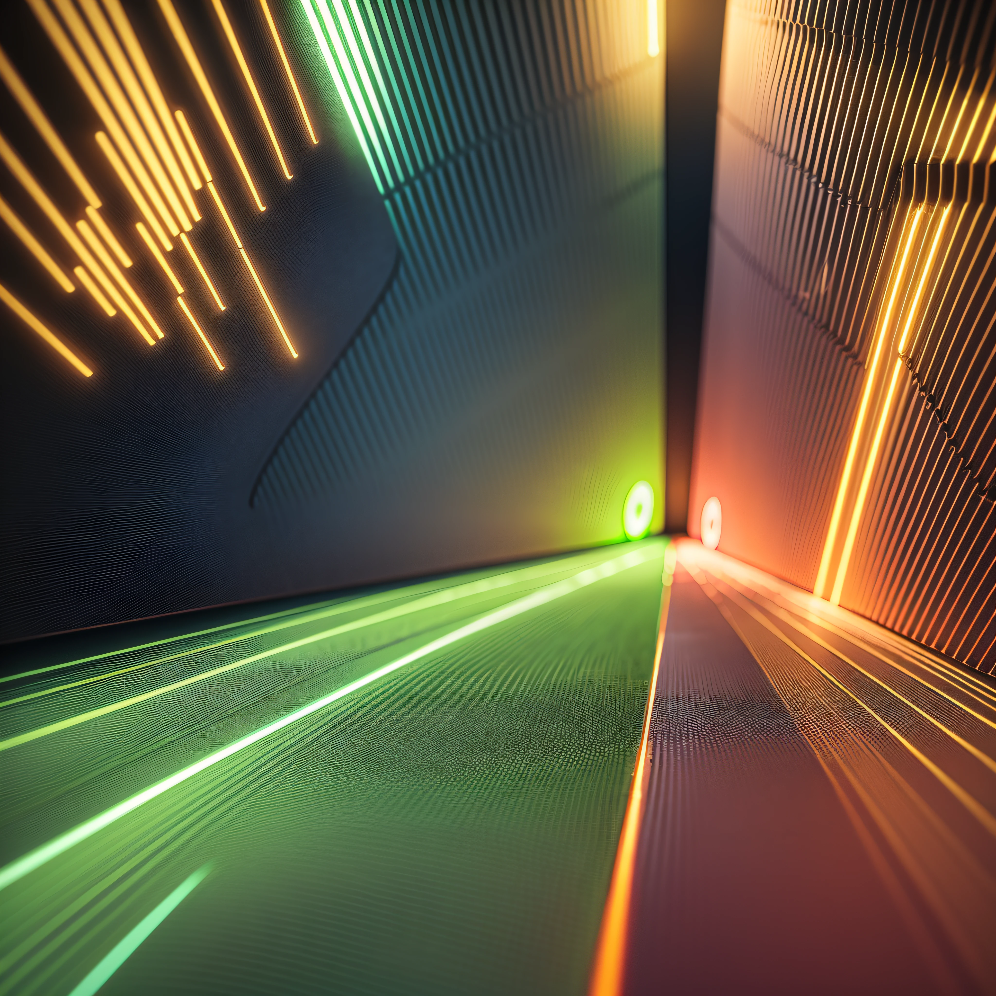 neon lights, realistic lighting, 8k, ultra realistic, shapes and colors, orange, green --auto --s2