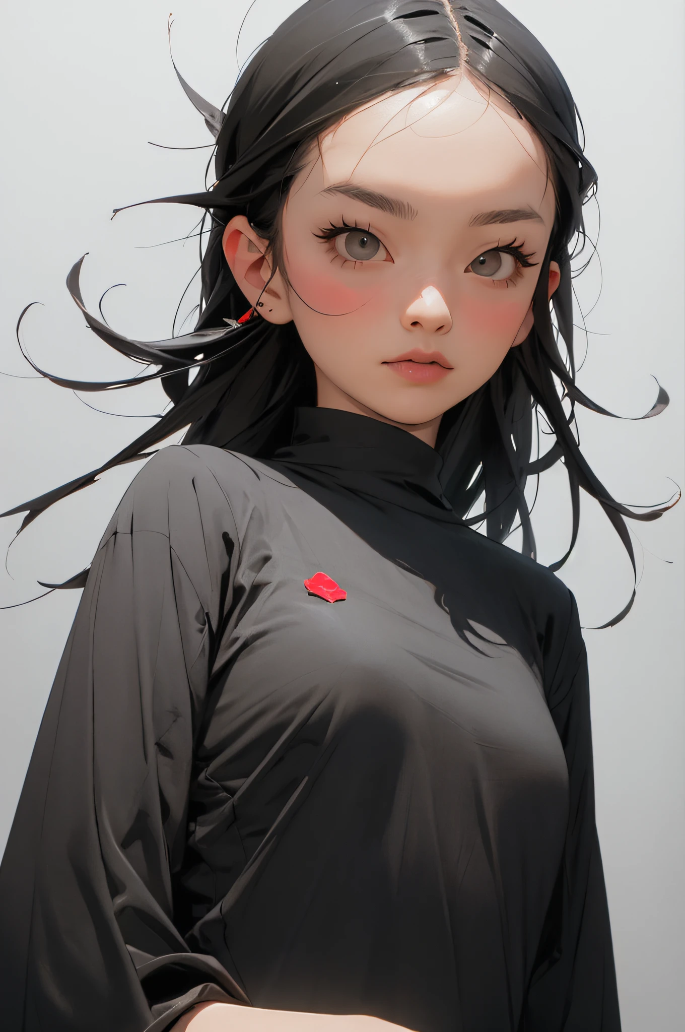 masterpiece, best quality,   1girl,simple background, grey background, (kbxll:0.6)