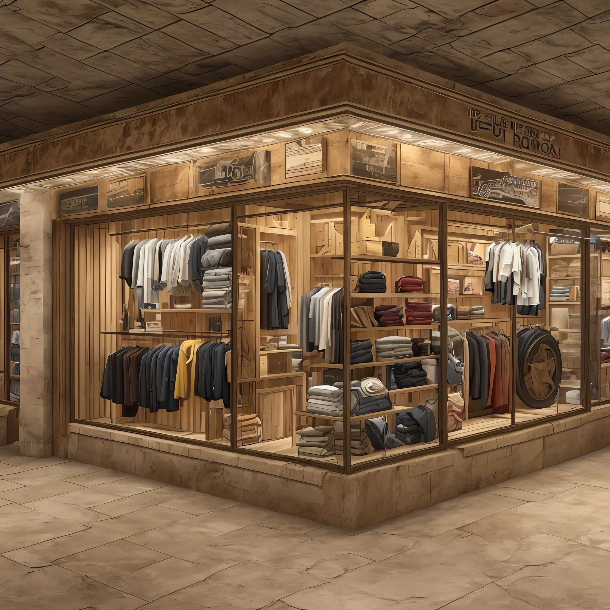 T-shirt shop, underground store, realistic, 4k --v 4 --auto --s2