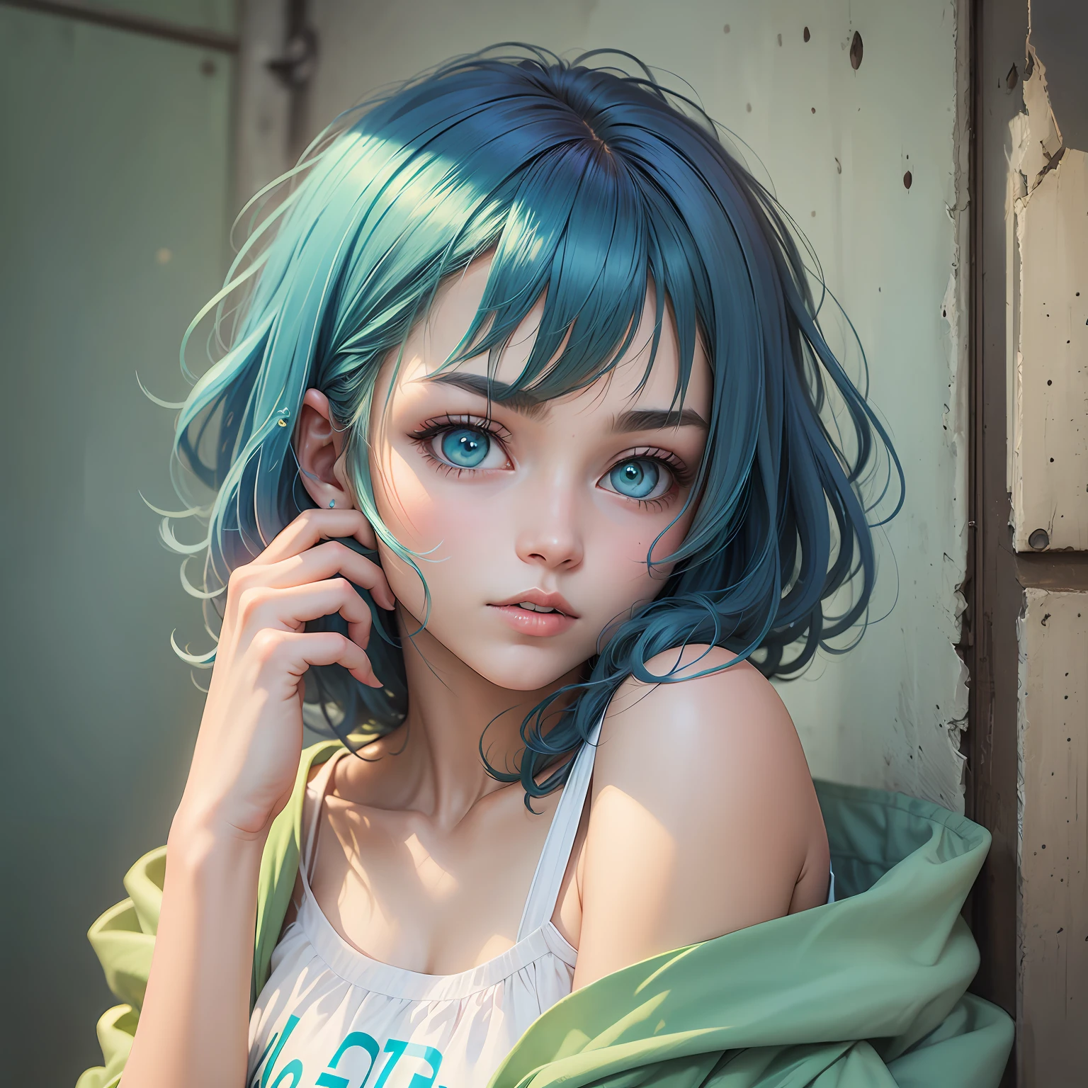 longeyelashes, aqua eyes, parted lips, Surrealism, drop shadow, anaglyph, stereogram, tachi-e, pov, atmospheric perspective, foreshortening, 8k, super detail, ccurate, best quality, UHD --auto