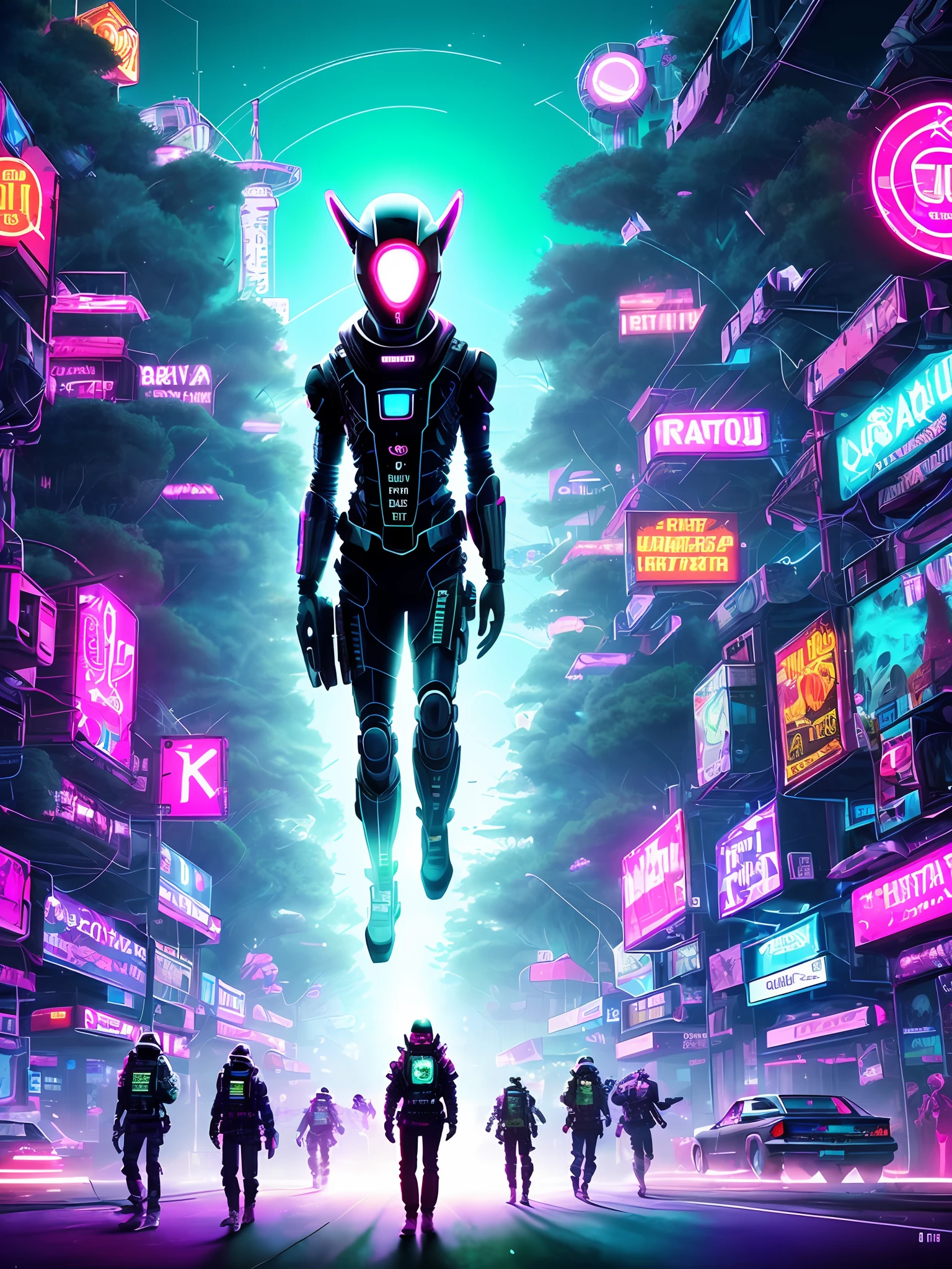discostyle A very realistic depiction of alien beings we encounter in the dream state, mas esquecemos quando acordamos (((((baixo contraste)))) ,rifstyle masterpiece, (melhor qualidade), (ultra-detalhado), (ultrarrealista:1.2), paisagem, sci-fi, transistorpunk, cyberpunk, biopunk, ((floresta futura)), neon